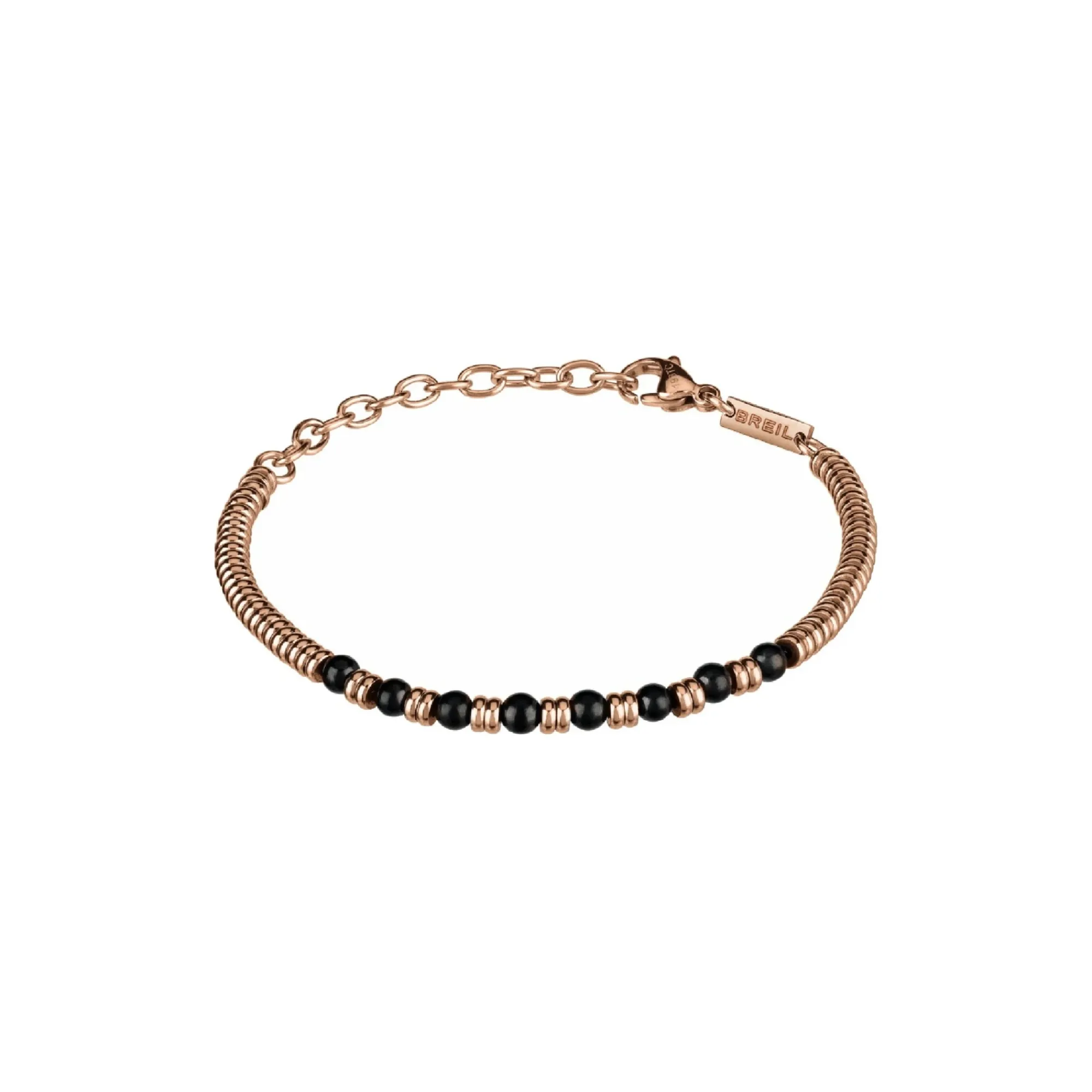 Uomo Breil Bracciali-B FENCE-BRACCIALE IN ACCIAIO IP ROSE CON 8 PICCOLE SFERE IN SHUNGITE