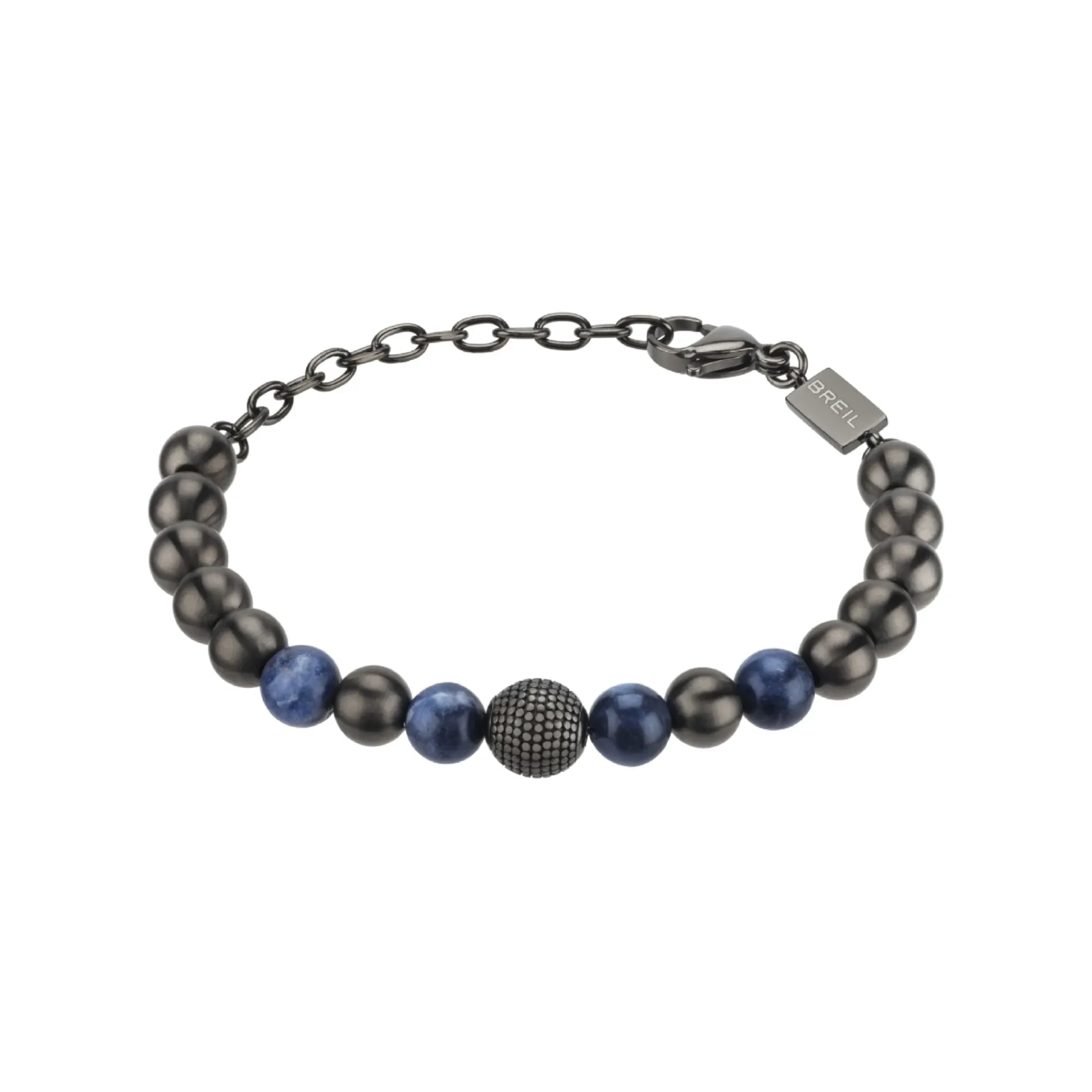 Uomo Breil Bracciali-B FENCE-BRACCIALE IN ACCIAIO IP GUN E SODALITE
