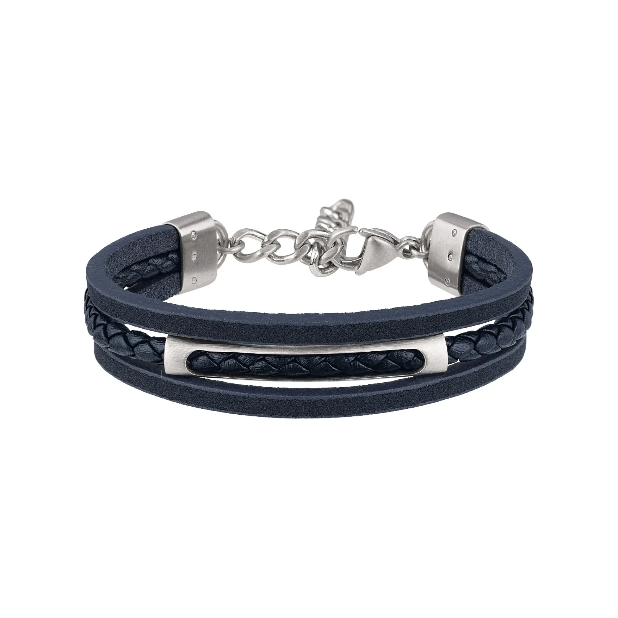 Uomo Breil Bracciali-B MIX-BRACCIALE IN PELLE BLU E ACCIAIO