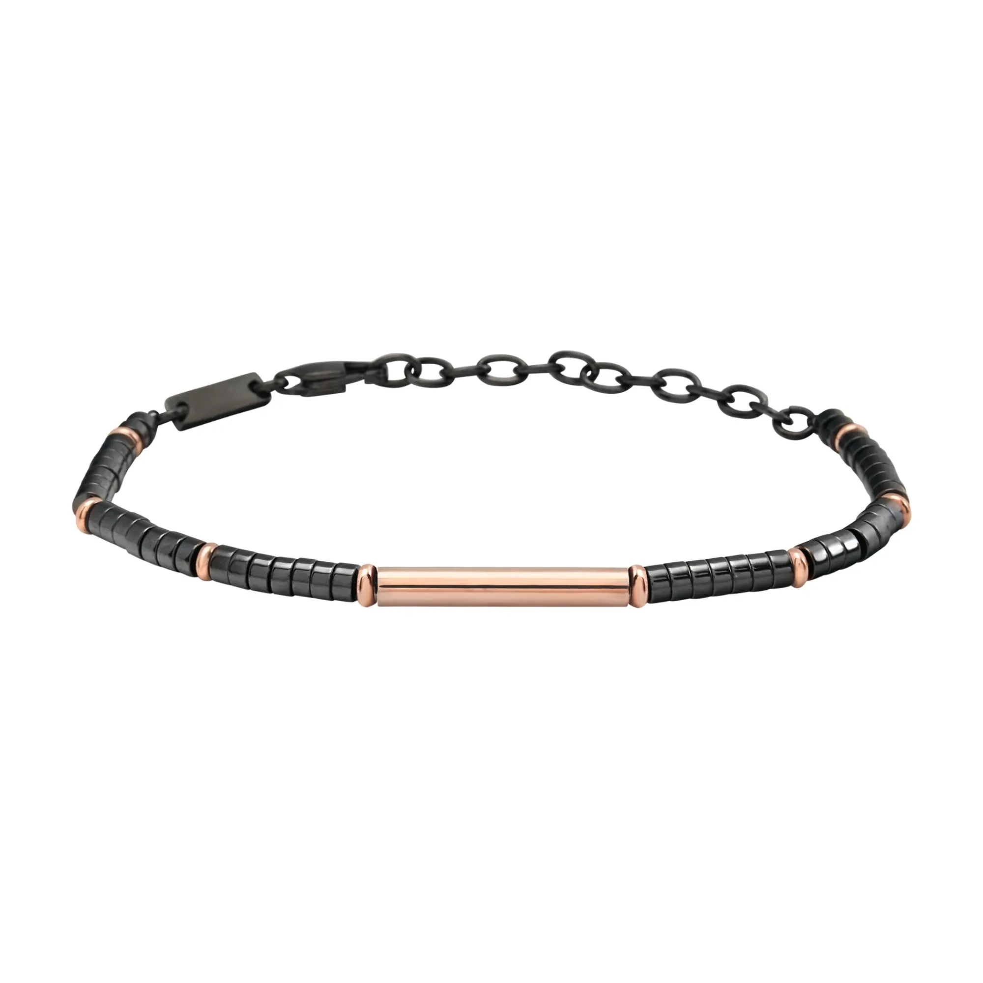 Uomo Breil Bracciali-B ROCKS-BRACCIALE IN ACCIAIO COLOR ROSE GOLD ED EMATITE