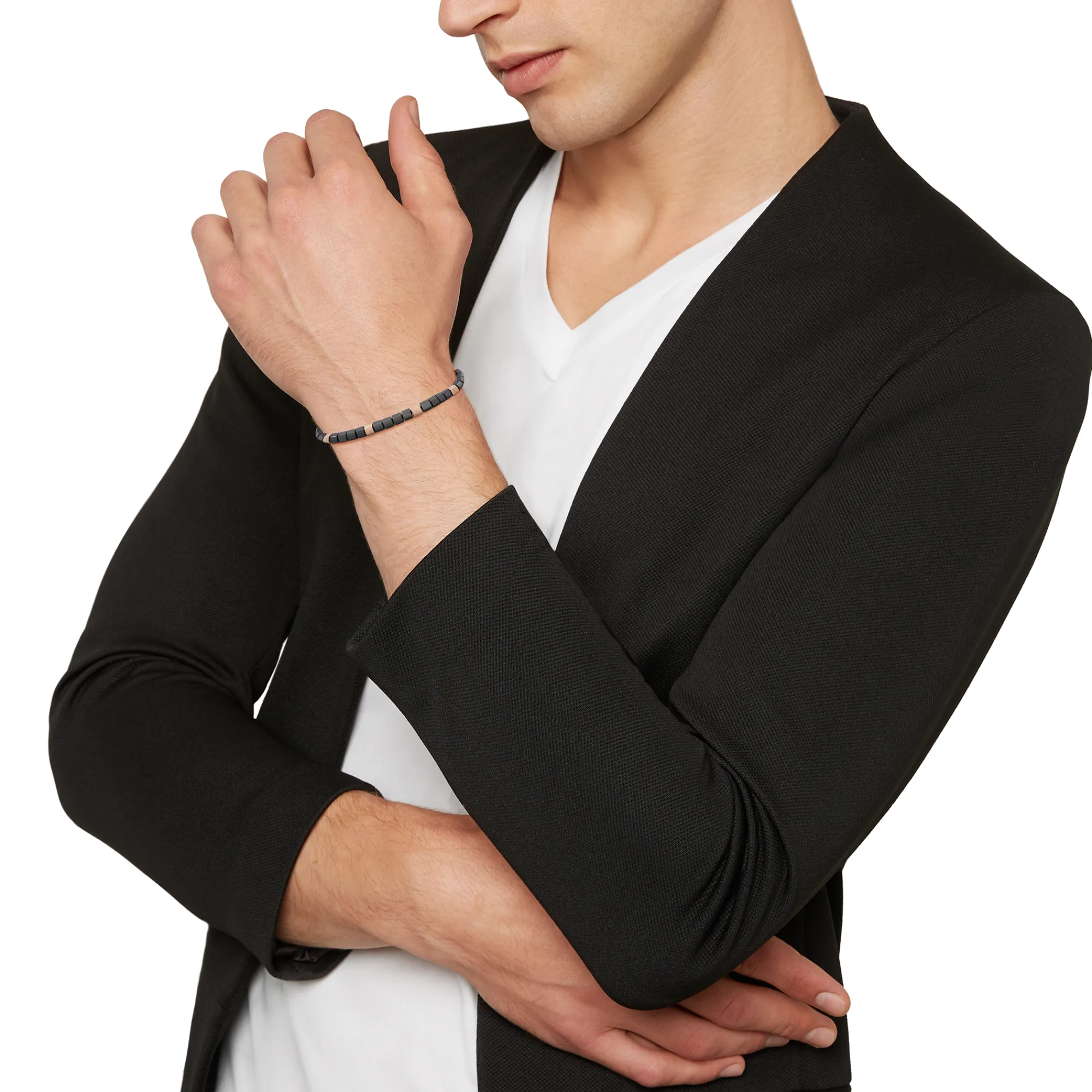 Uomo Breil Bracciali-B ROCKS-BRACCIALE IN ACCIAIO ED EMATITE