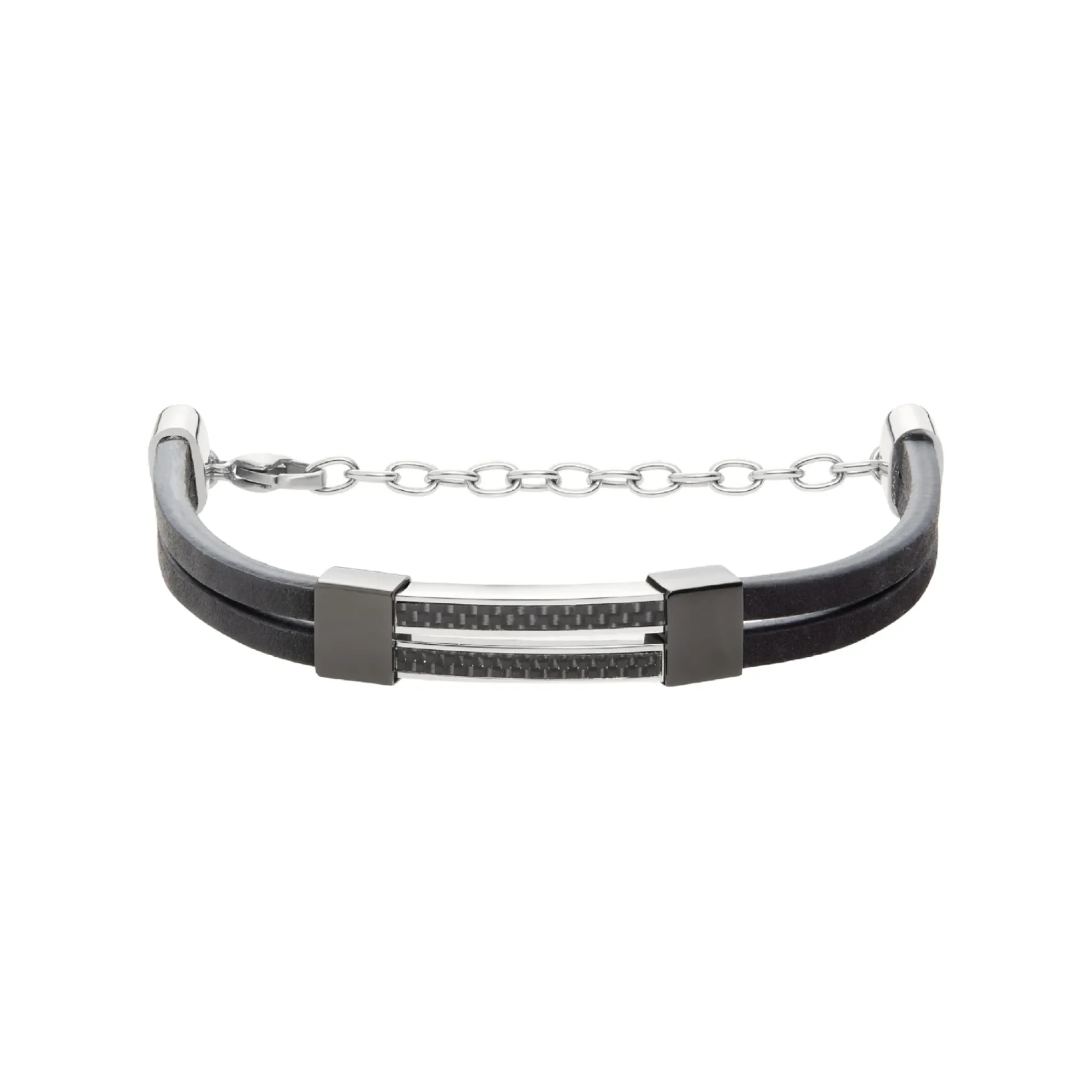 Uomo Breil Bracciali-B.C.6-BRACCIALE IN PELLE CON INSERTI IN FIBRA DI CARBONIO E ACCIAIO