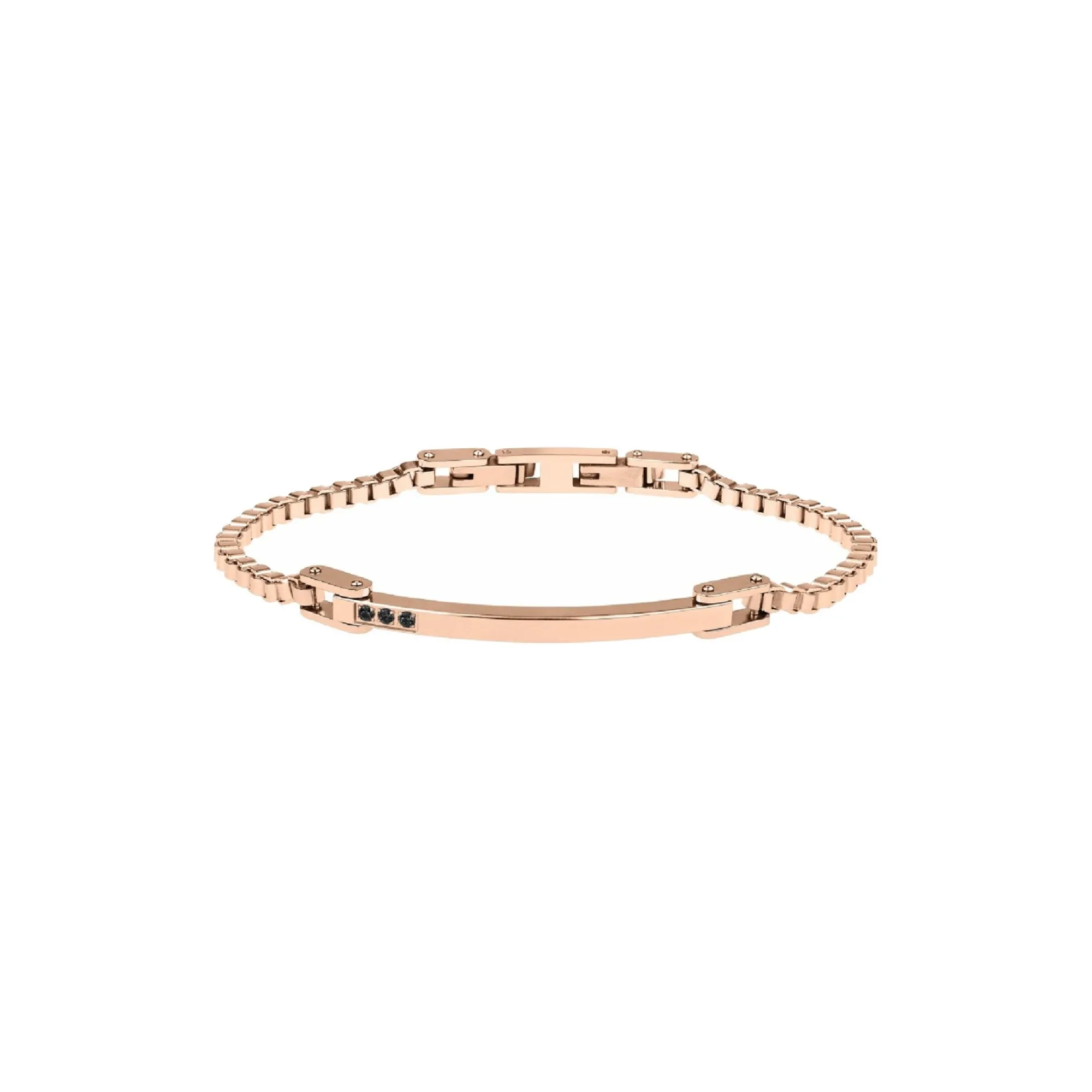Uomo Breil Bracciali-BLACK DIAMOND-BRACCIALE IN IP ROSA CON 3 DIAMANTI NERI