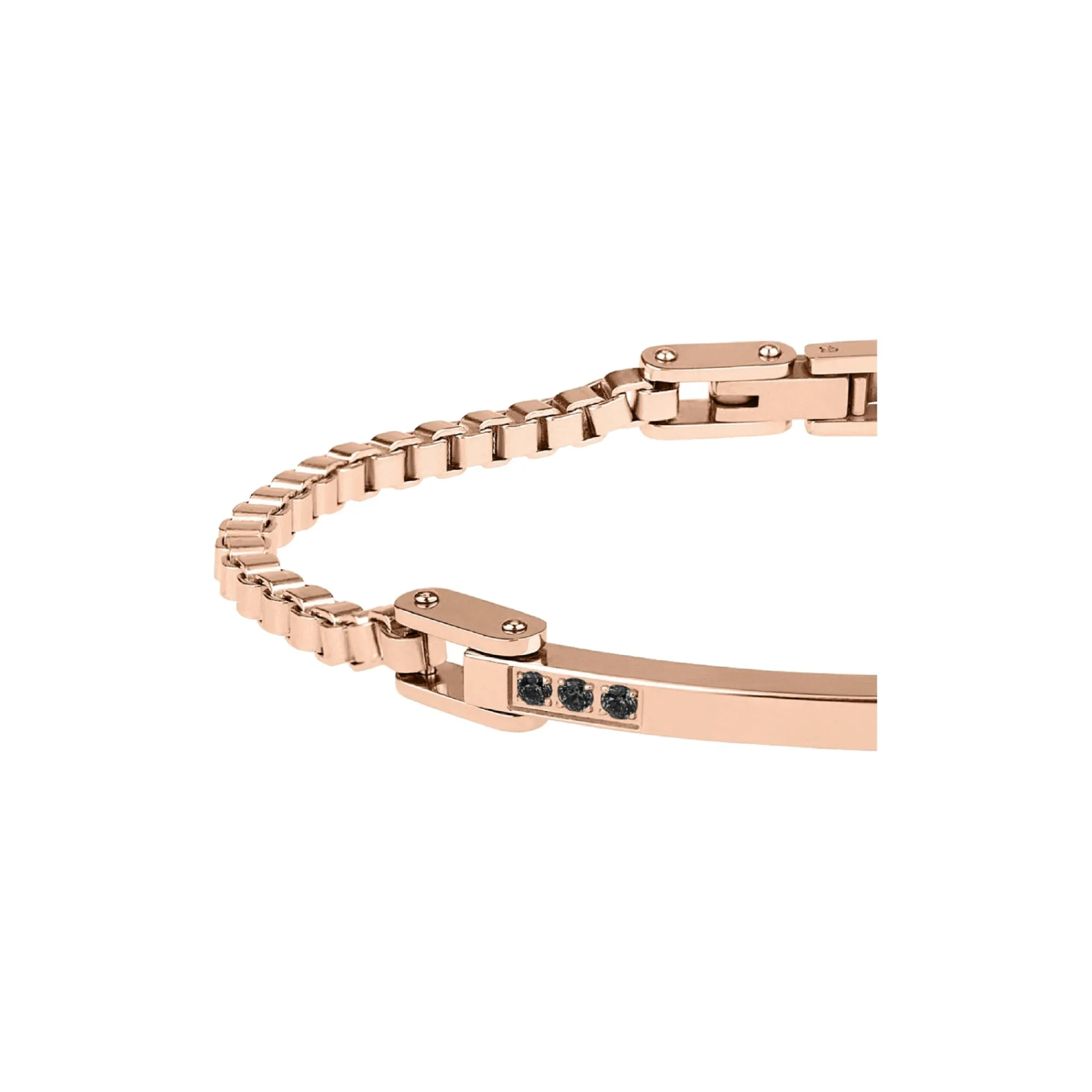 Uomo Breil Bracciali-BLACK DIAMOND-BRACCIALE IN IP ROSA CON 3 DIAMANTI NERI