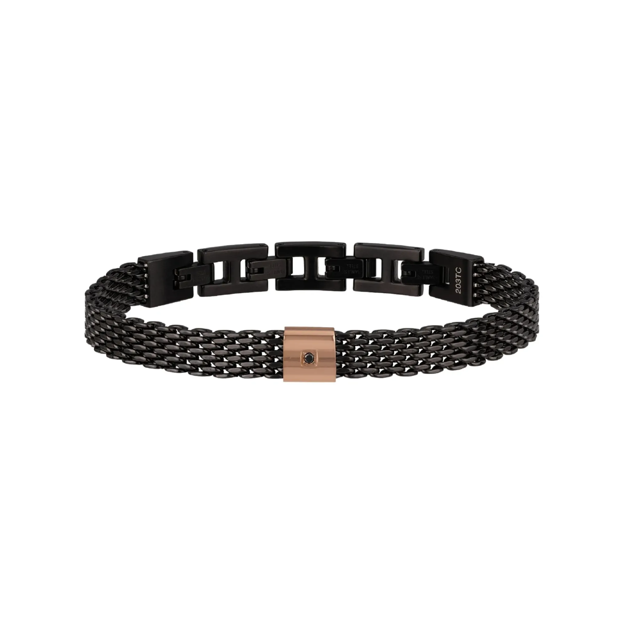 Uomo Breil Bracciali-BLACK DIAMOND-BRACCIALE IN ACCIAIO BLACK E  ROSE CON DIAMANTE NATURALE