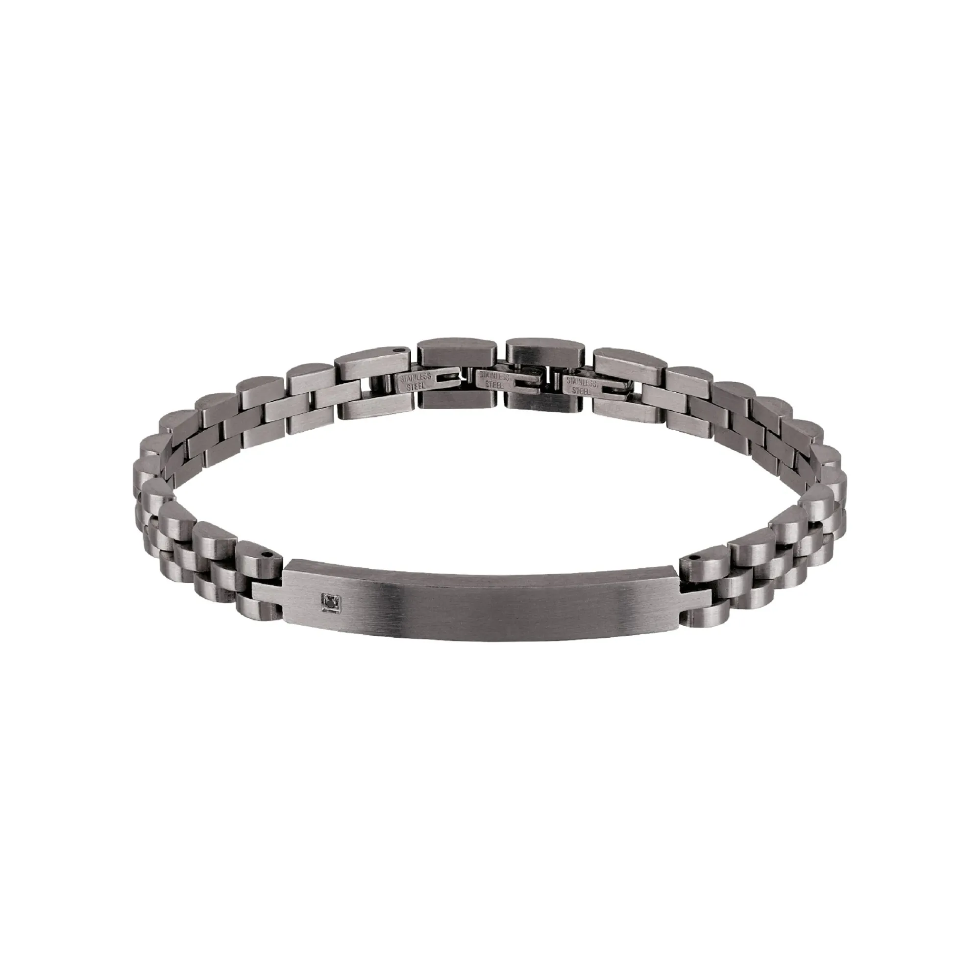 Uomo Breil Bracciali|Regali Personalizzabili-BLACK DIAMOND-BRACCIALE IN ACCIAIO SATINATO IP GUN CON DIAMANTE