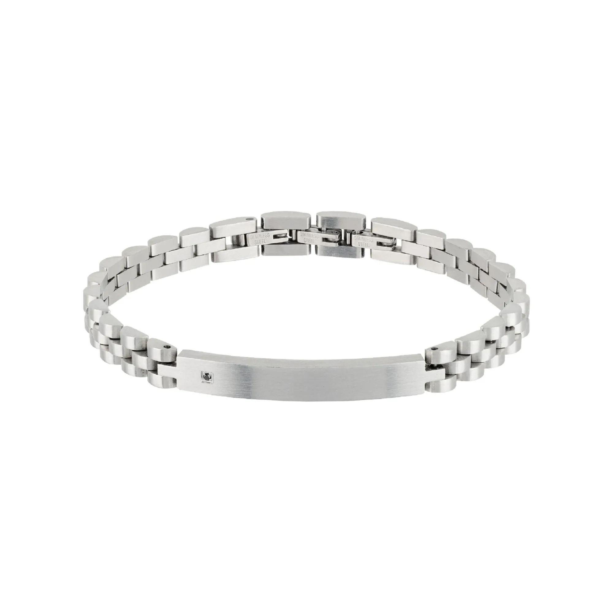 Uomo Breil Bracciali|Regali Personalizzabili-BLACK DIAMOND-BRACCIALE IN ACCIAIO SATINATO CON DIAMANTE