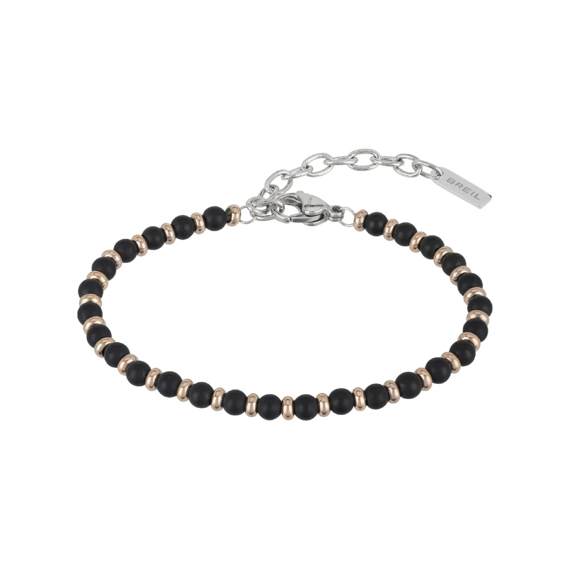 Uomo Breil Bracciali-BLACK ONYX-BRACCIALE IN ACCIAIO E ONICE NERA