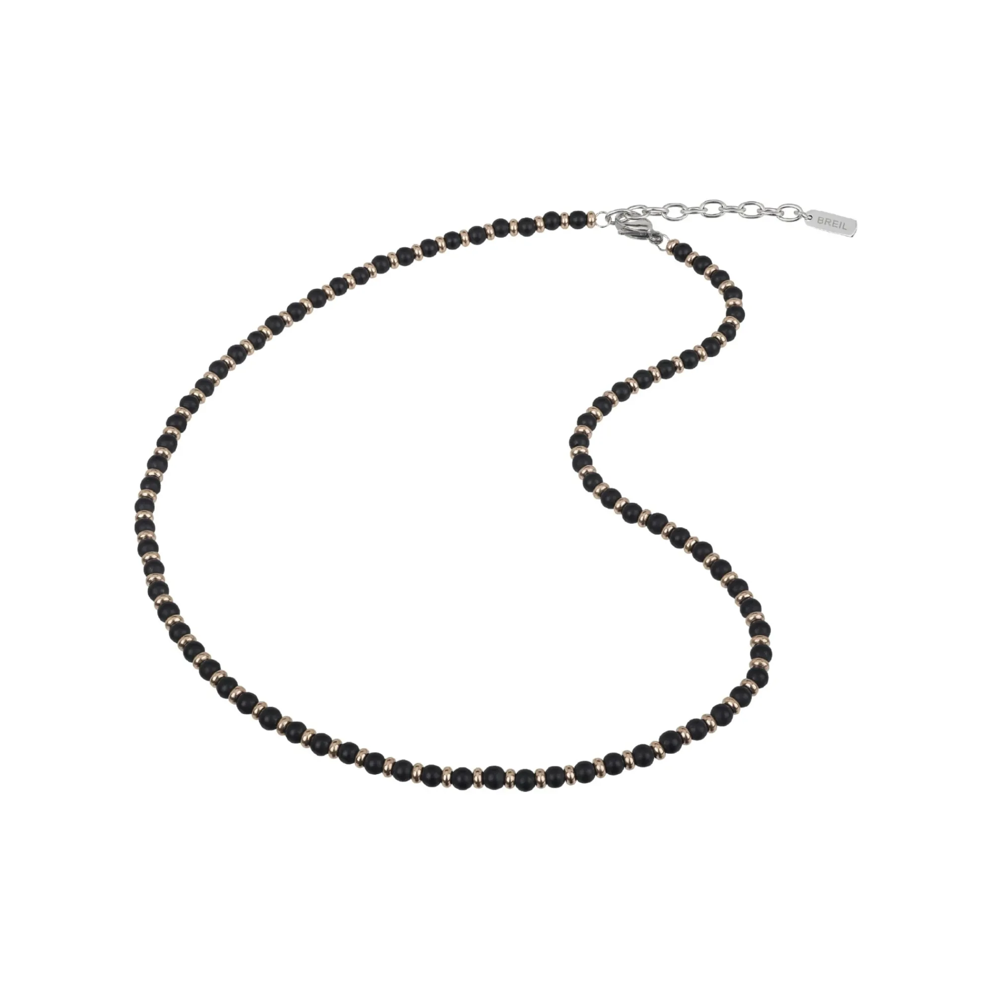 Uomo Breil Collane-BLACK ONYX-COLLANA IN ACCIAIO IP ROSE E ONICE NERA