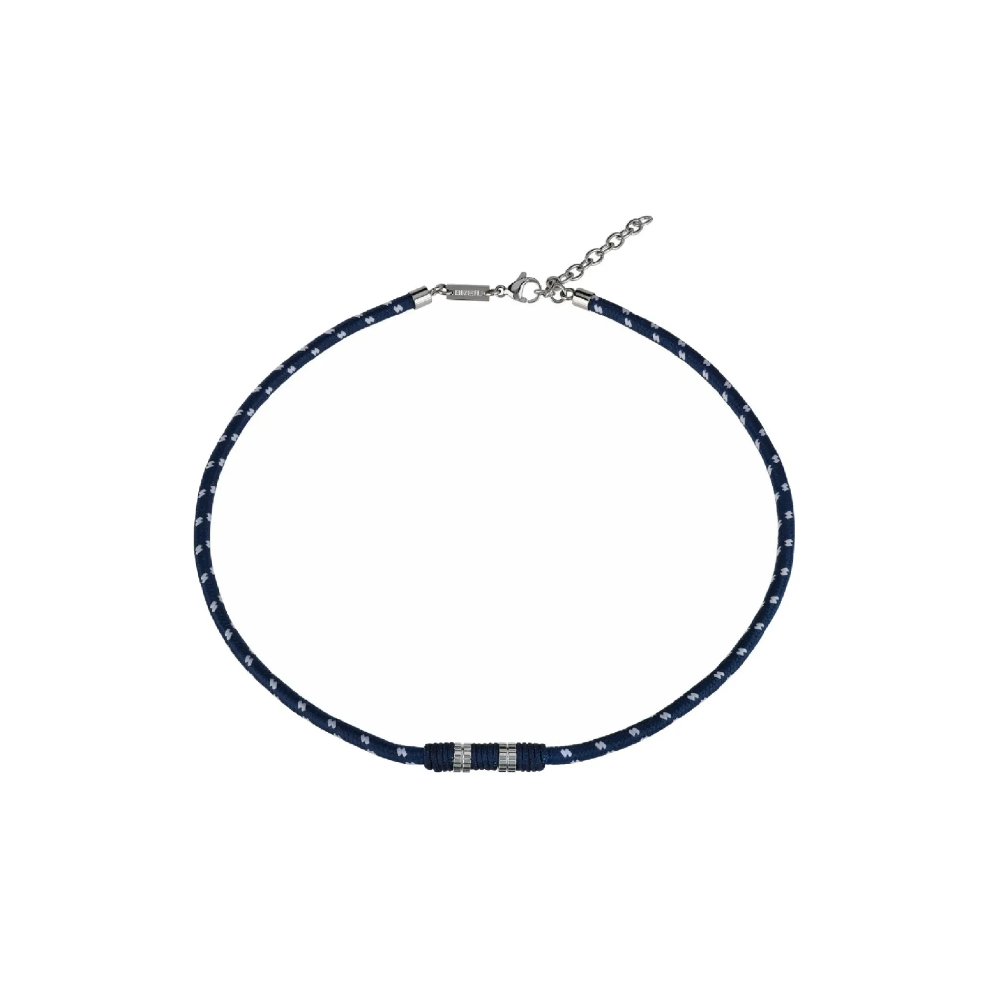 Uomo Breil Collane-BOLT-COLLANA IN CORDA BLU CON DETTAGLI BIANCHI, ELEMENTI IN ACCIAIO LUCIDO