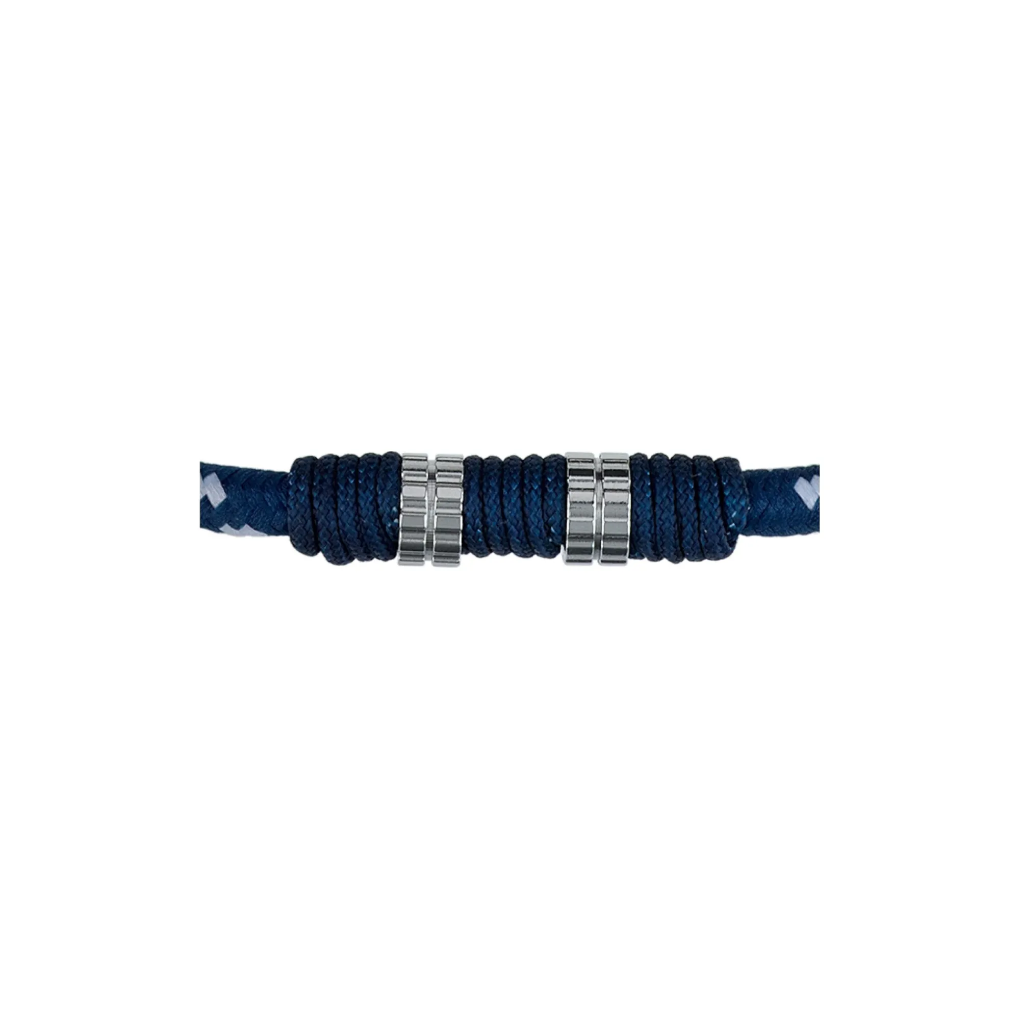 Uomo Breil Collane-BOLT-COLLANA IN CORDA BLU CON DETTAGLI BIANCHI, ELEMENTI IN ACCIAIO LUCIDO