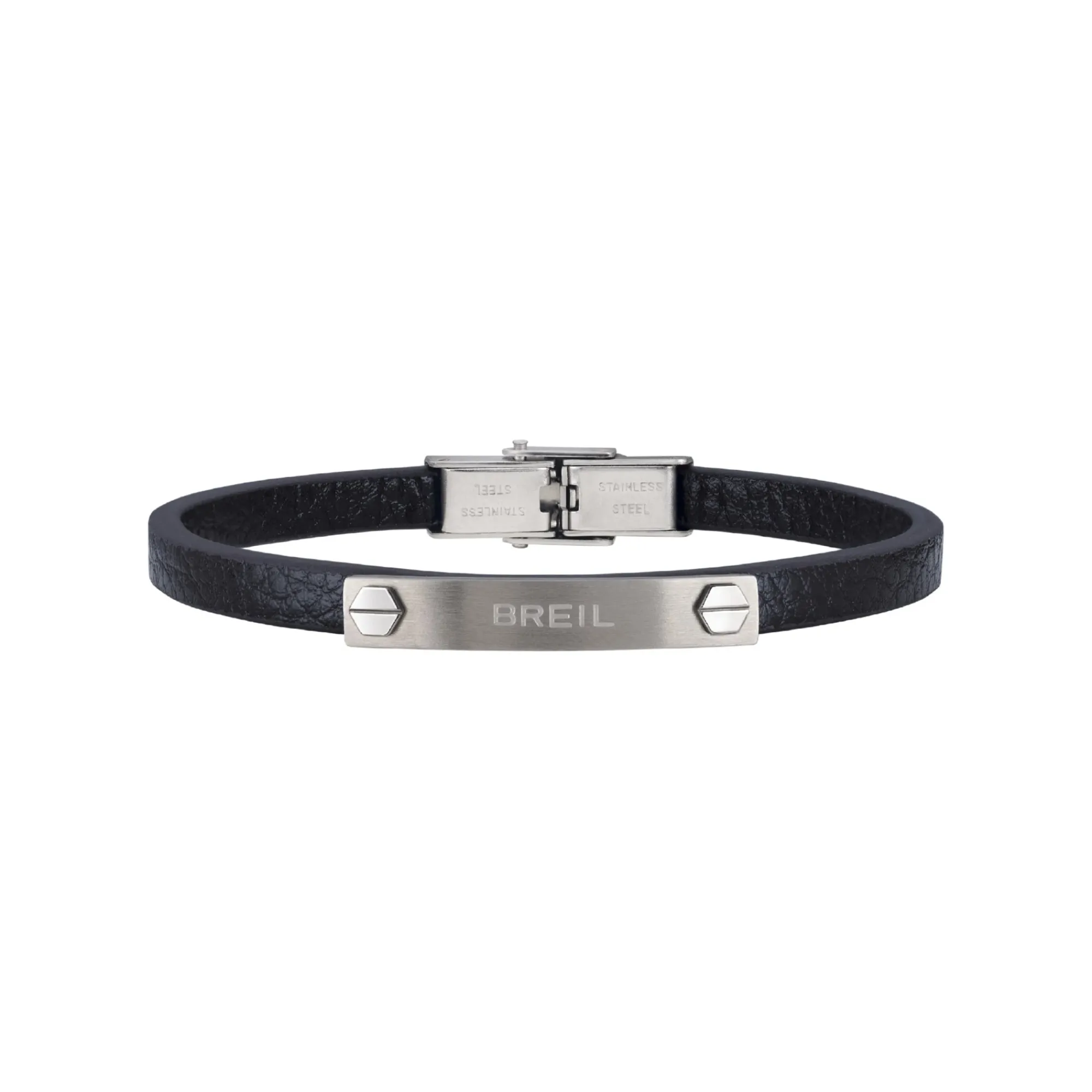 Uomo Breil Bracciali-BRIDGE-BRACCIALE IN PELLE BLU E ACCIAIO