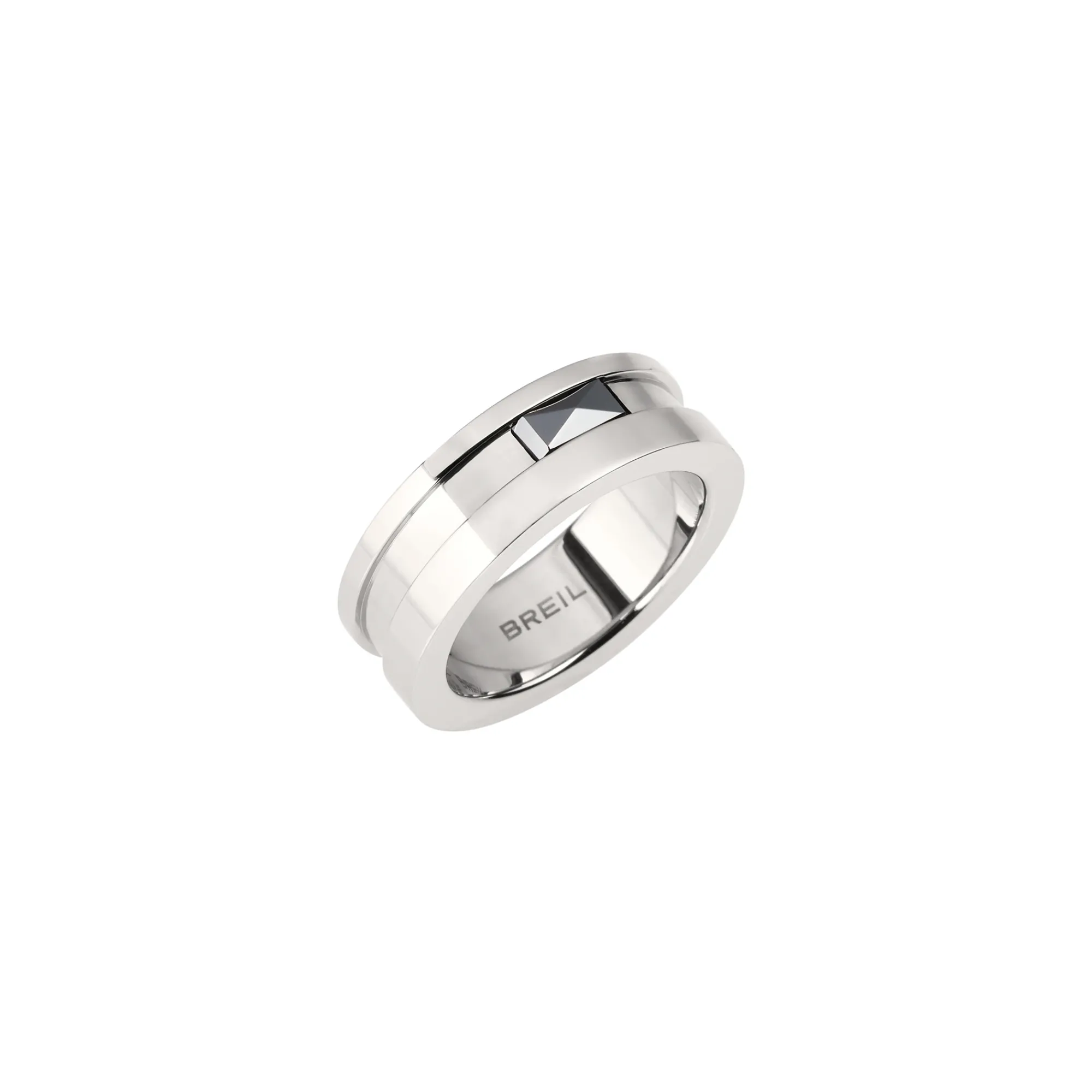 Uomo Breil Anelli-CERAMIC BRICK-ANELLO IN ACCIAIO LUCIDO E CERAMICA