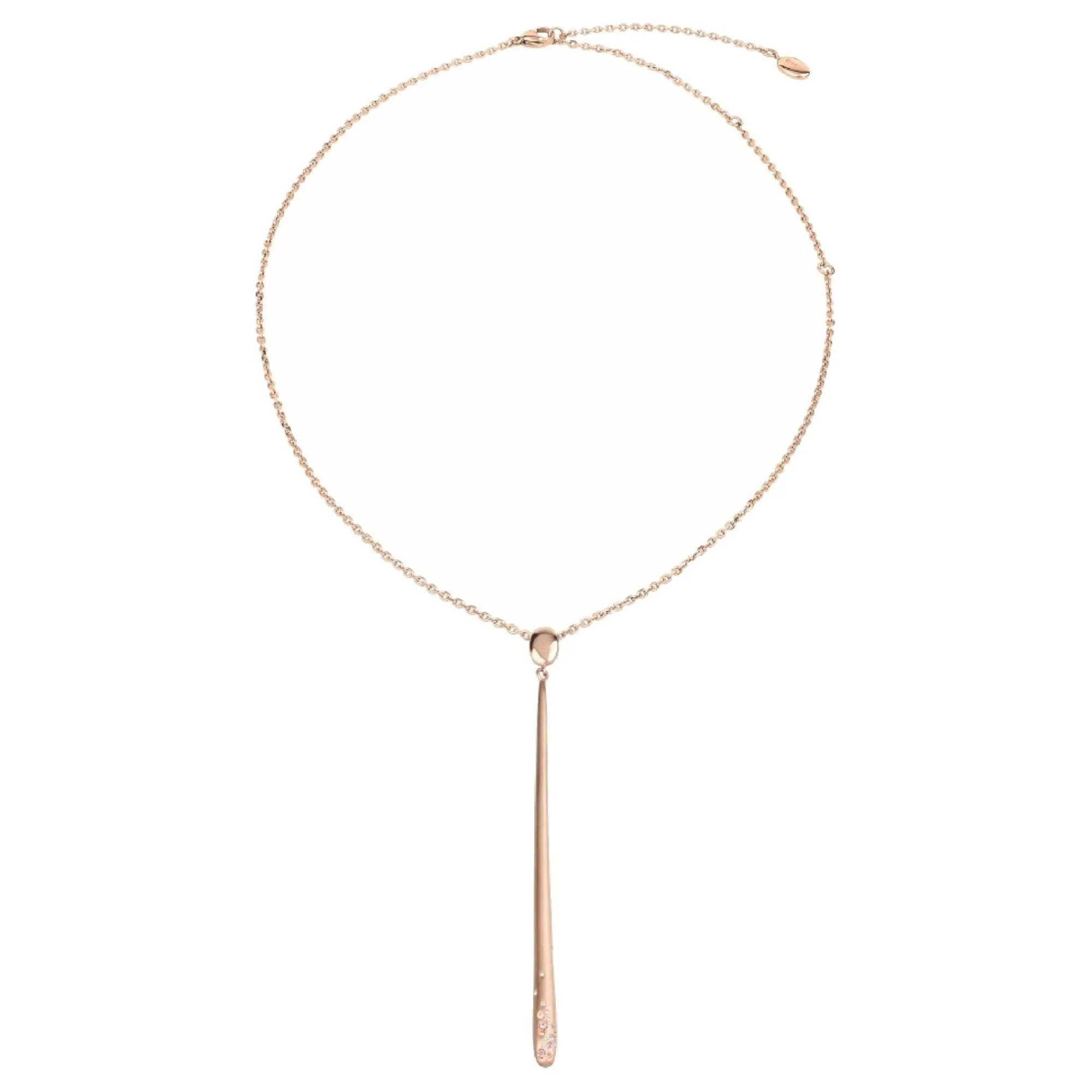 Donna Breil Collane-ILLUSION-COLLANA IN ACCIAIO SATINATO IP ROSE CON PENDENTE A GOCCIA CON CRISTALLI