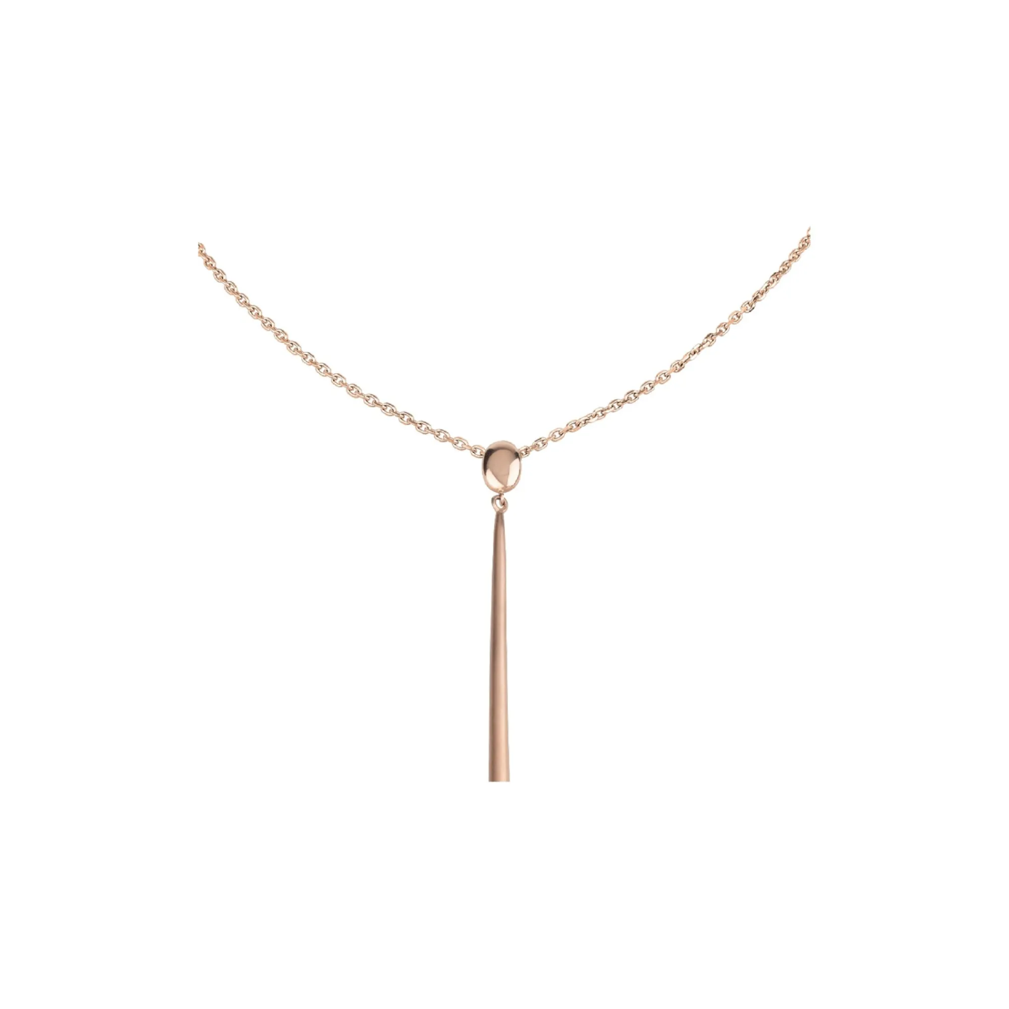 Donna Breil Collane-ILLUSION-COLLANA IN ACCIAIO SATINATO IP ROSE CON PENDENTE A GOCCIA CON CRISTALLI