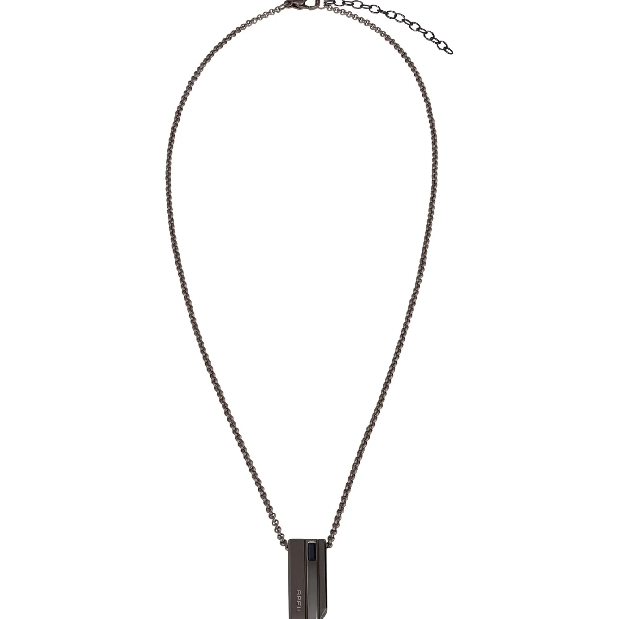 Uomo Breil Collane-JOINT-COLLANA IN ACCIAIO IP GUN CON CRISTALLO NERO