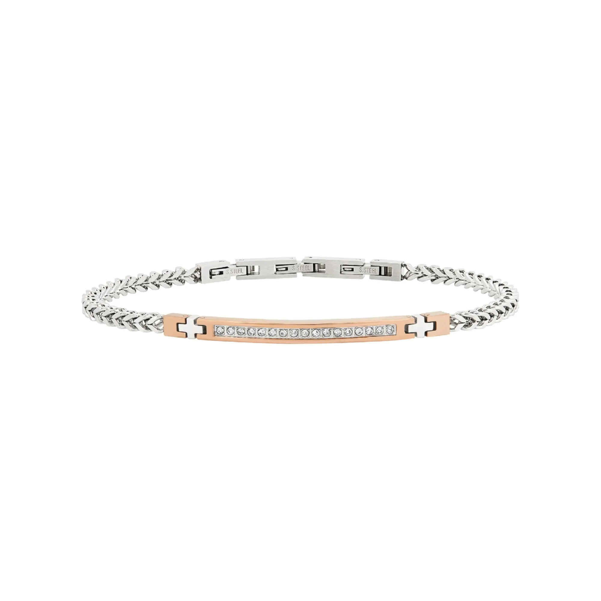 Uomo Breil Bracciali-LIGHT ROW-BRACCIALE IN ACCIAIO BICOLOR E CUBIC ZIRCONIA