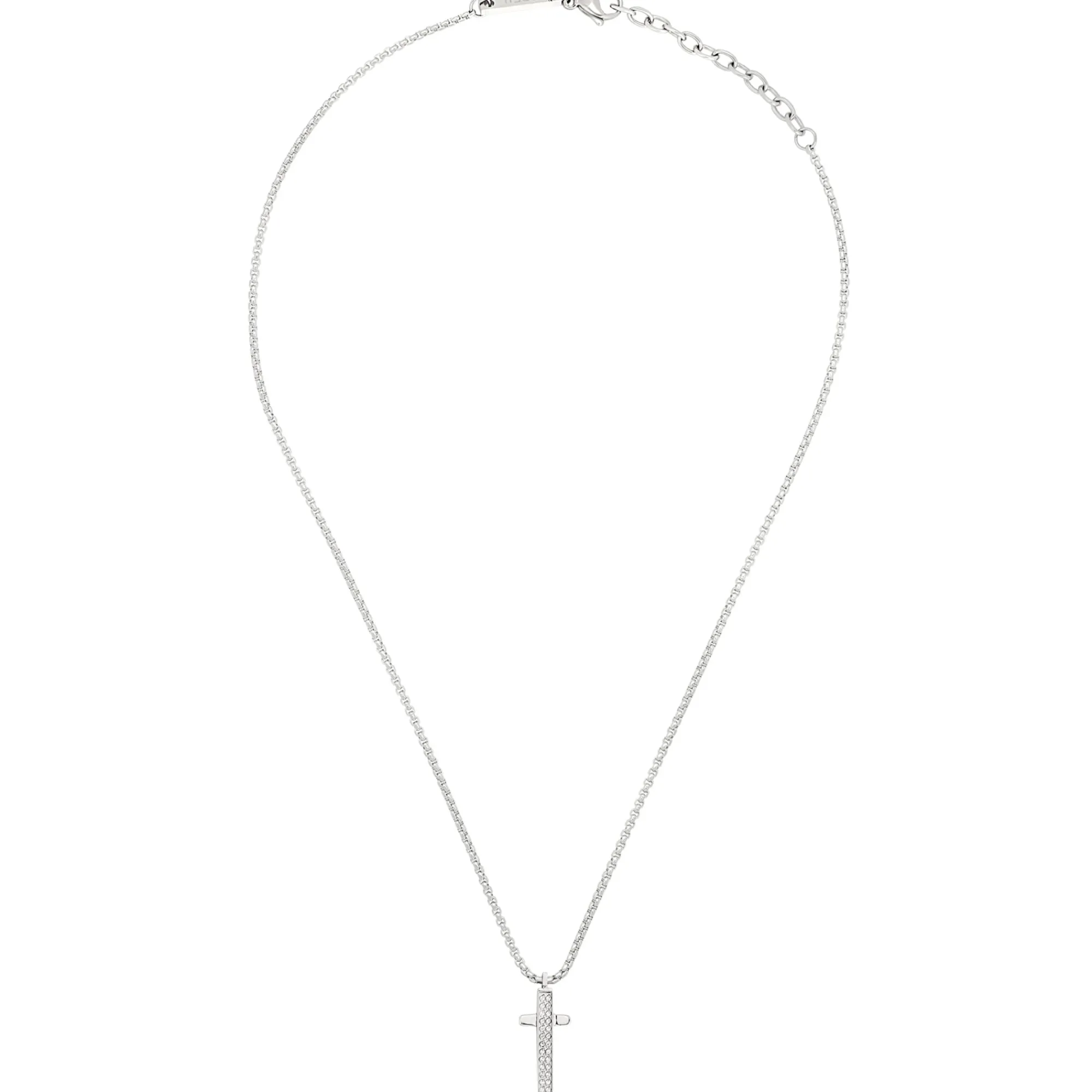 Uomo Breil Collane-LIGHT ROW-COLLANA CON PENDENTE IN ACCIAIO E CUBIC ZIRCONIA