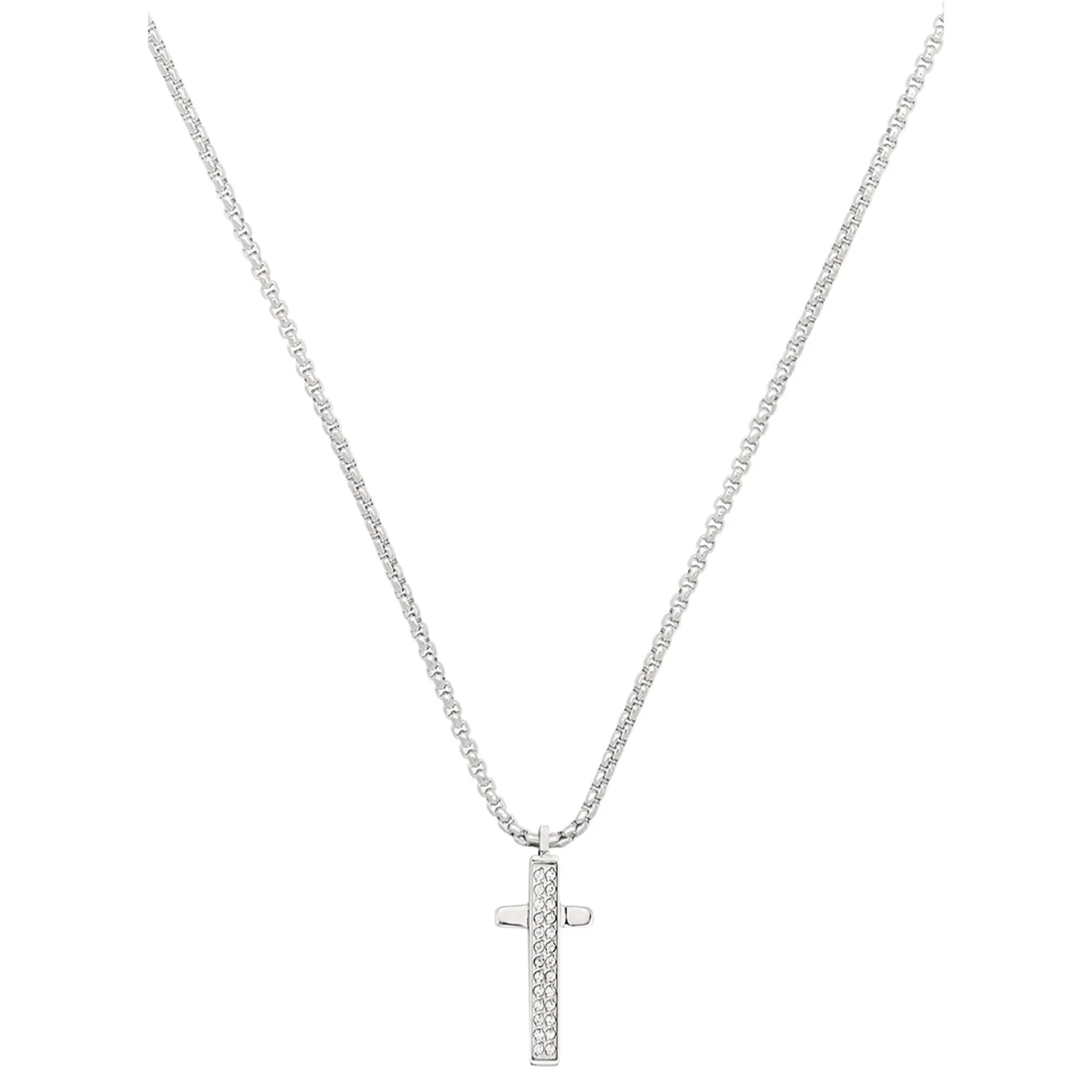 Uomo Breil Collane-LIGHT ROW-COLLANA CON PENDENTE IN ACCIAIO E CUBIC ZIRCONIA