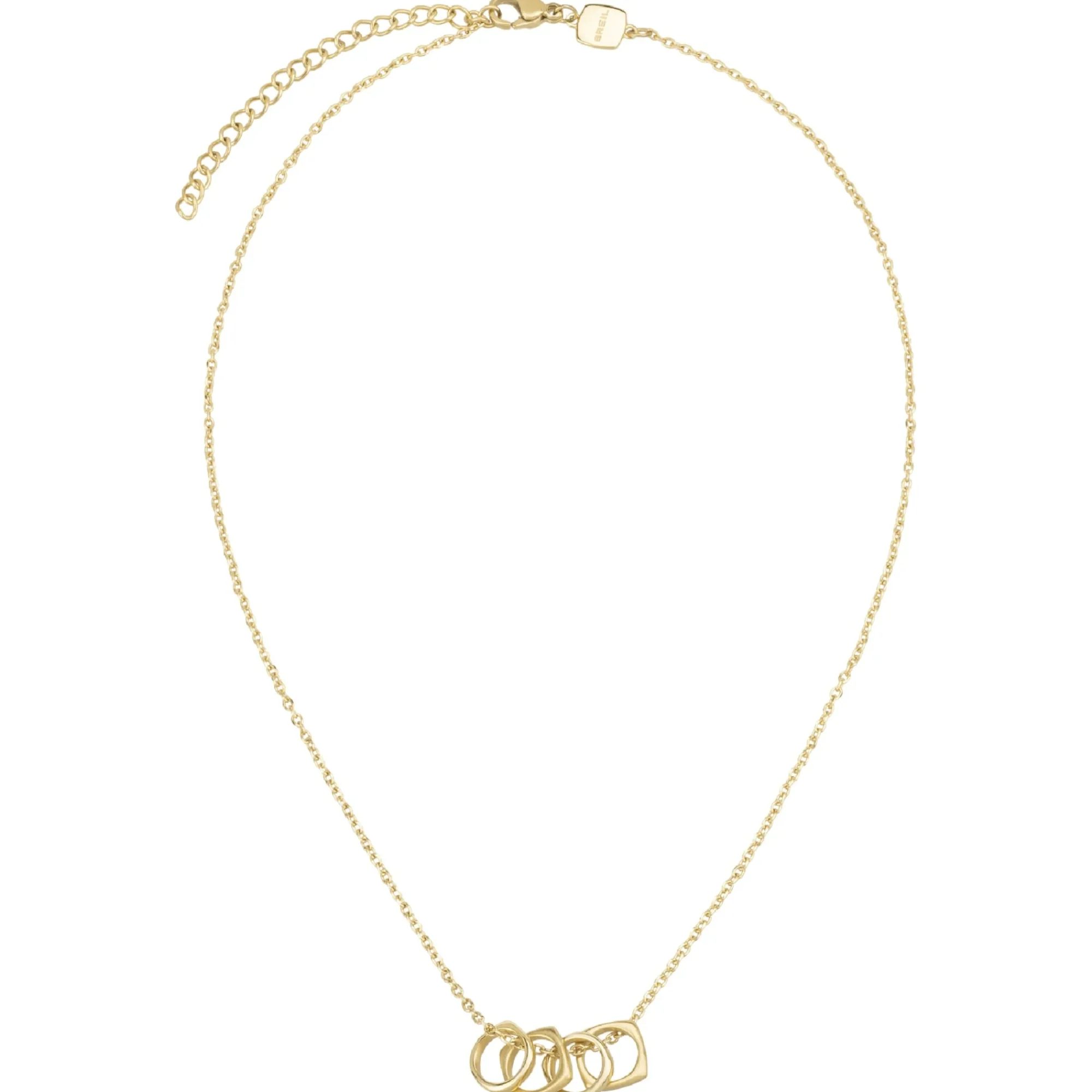 Donna Breil Collane-NEW TETRA-COLLANA IN ACCIAIO IP GOLD CON MICROCATENA E PENDENTI