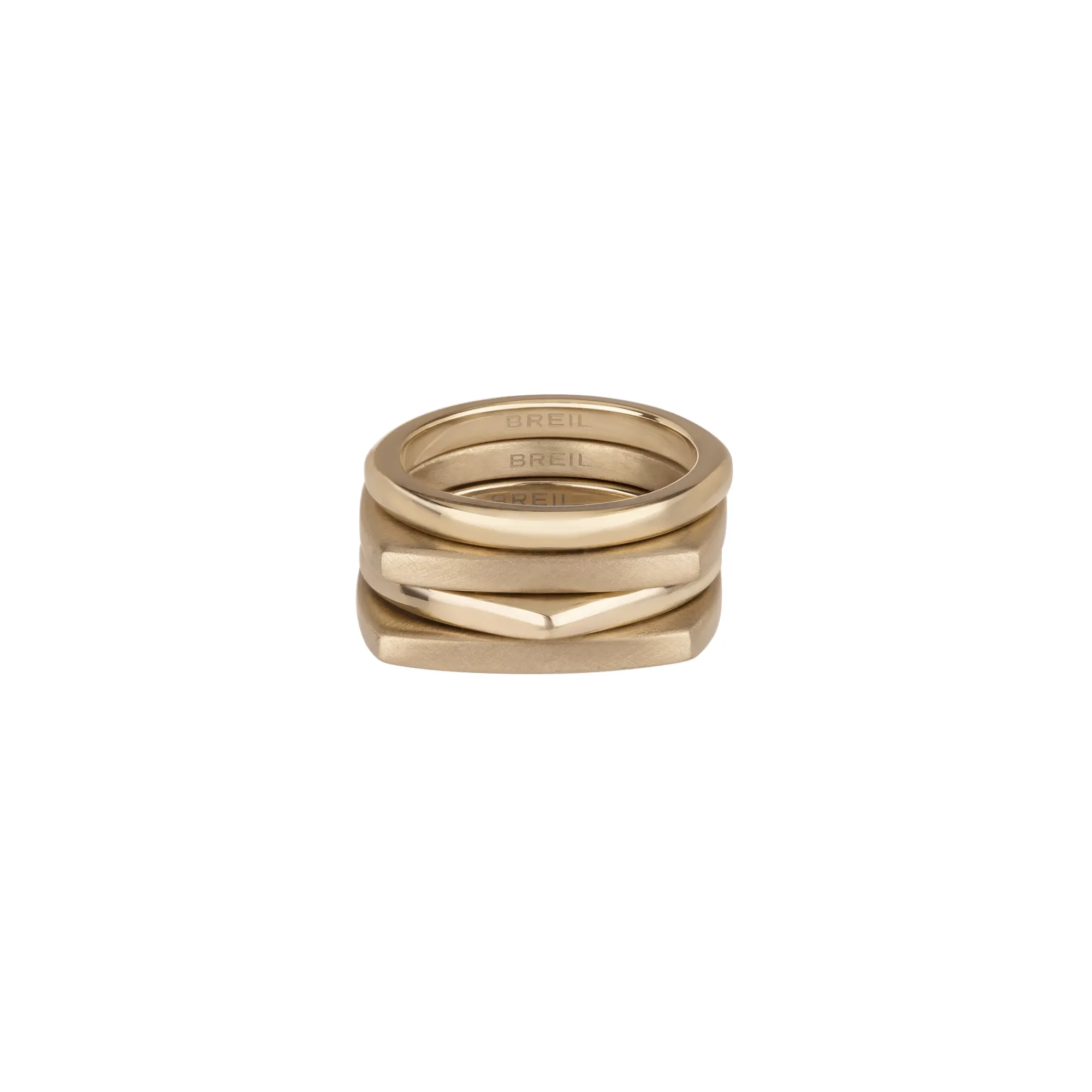 Donna Breil Anelli-NEW TETRA-SET DI 4 ANELLI IN ACCIAIO IP GOLD