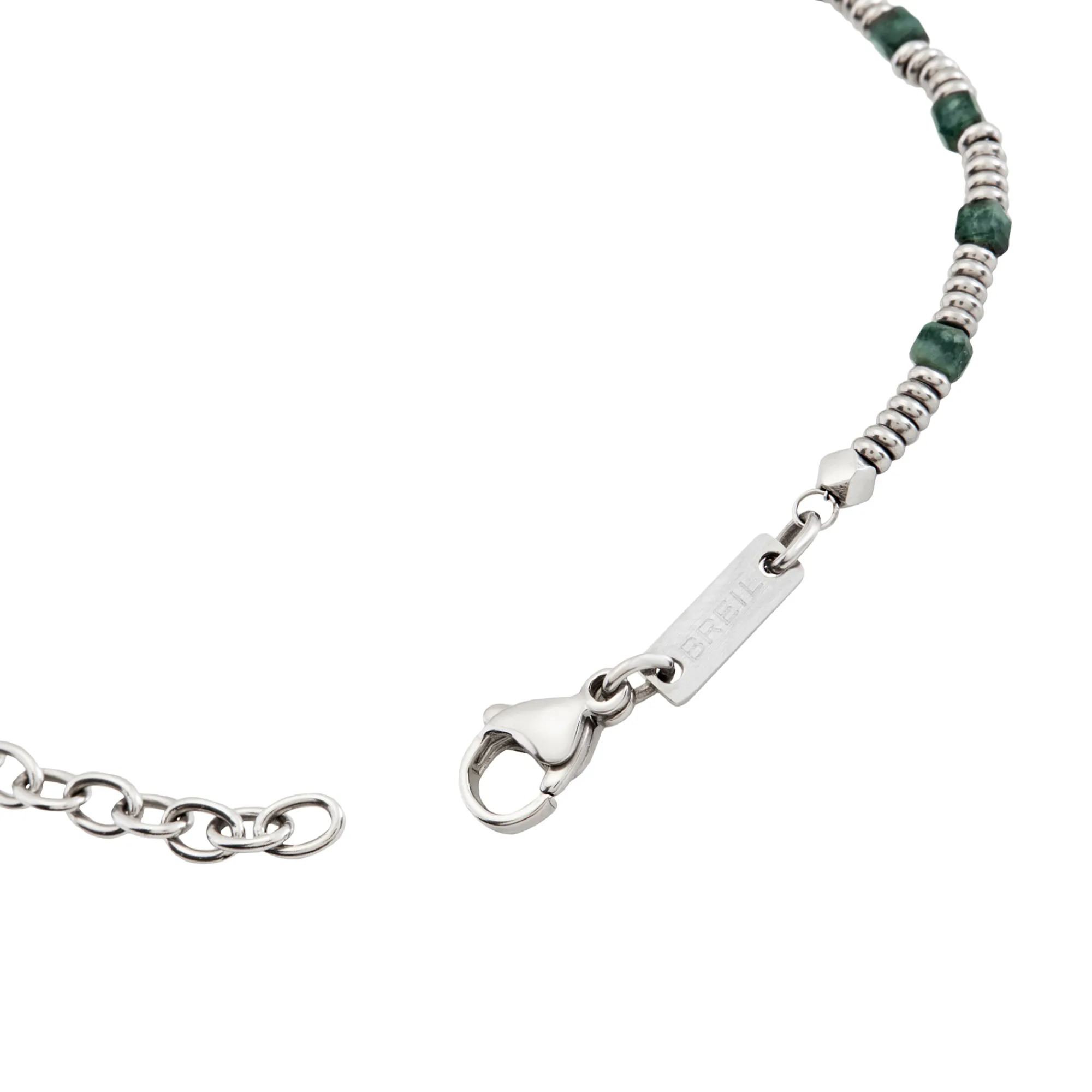 Uomo Breil Bracciali|Idee Regalo Per Lui-PRIAM-BRACCIALE IN ACCIAIO E RADICE DI SMERALDO
