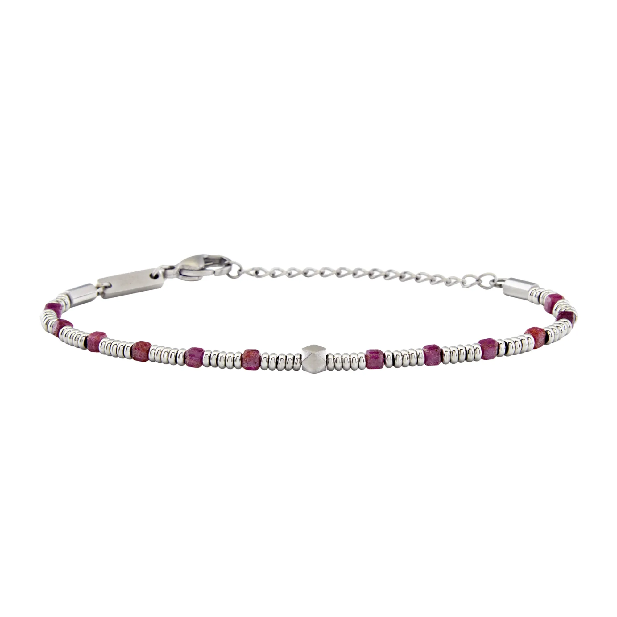 Uomo Breil Bracciali|Idee Regalo Per Lui-PRIAM-BRACCIALE IN ACCIAIO E RADICE DI RUBINO