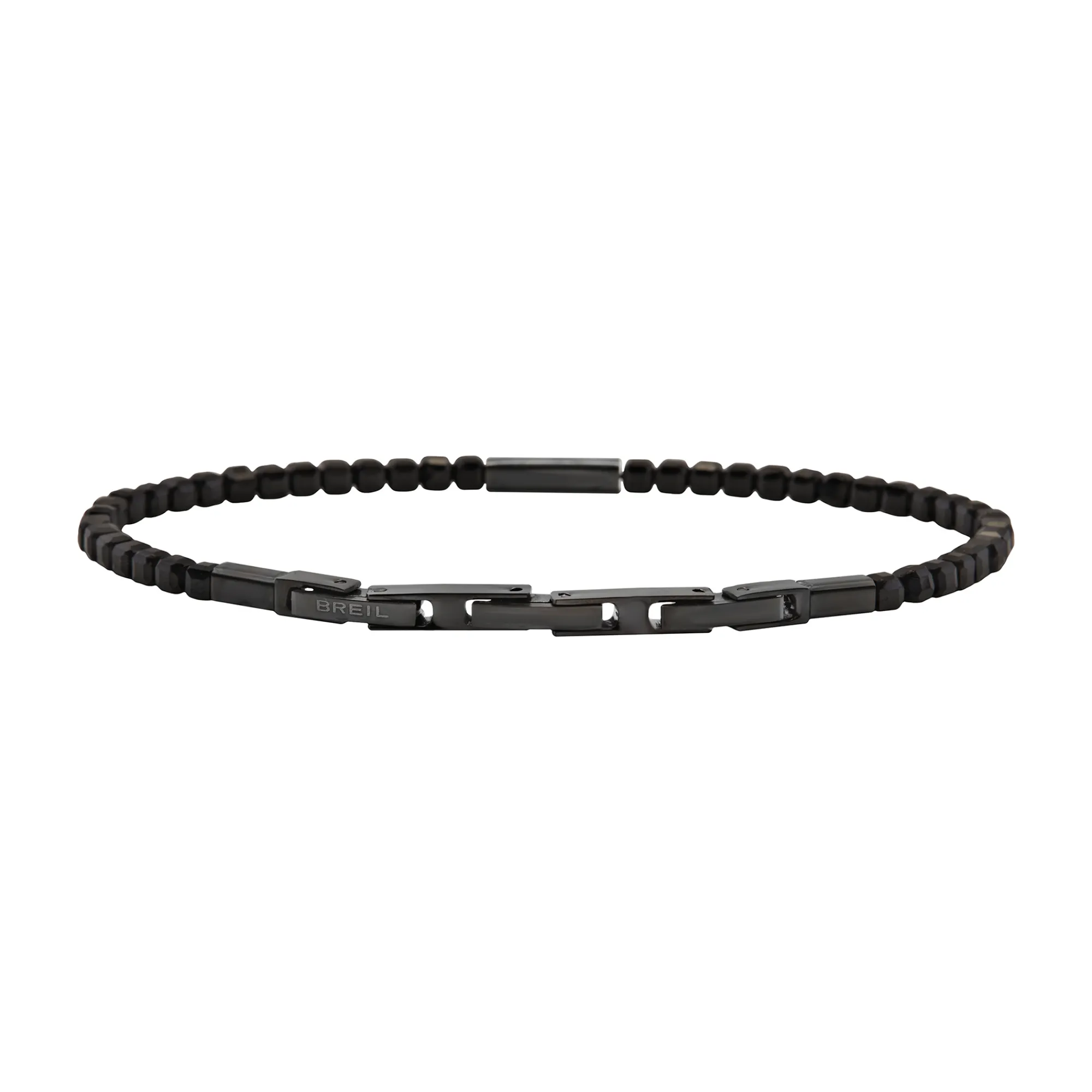 Uomo Breil Bracciali|Idee Regalo Per Lui-PRIAM-BRACCIALE IN ACCIAIO COLOR GUN E SPINELLO NERO