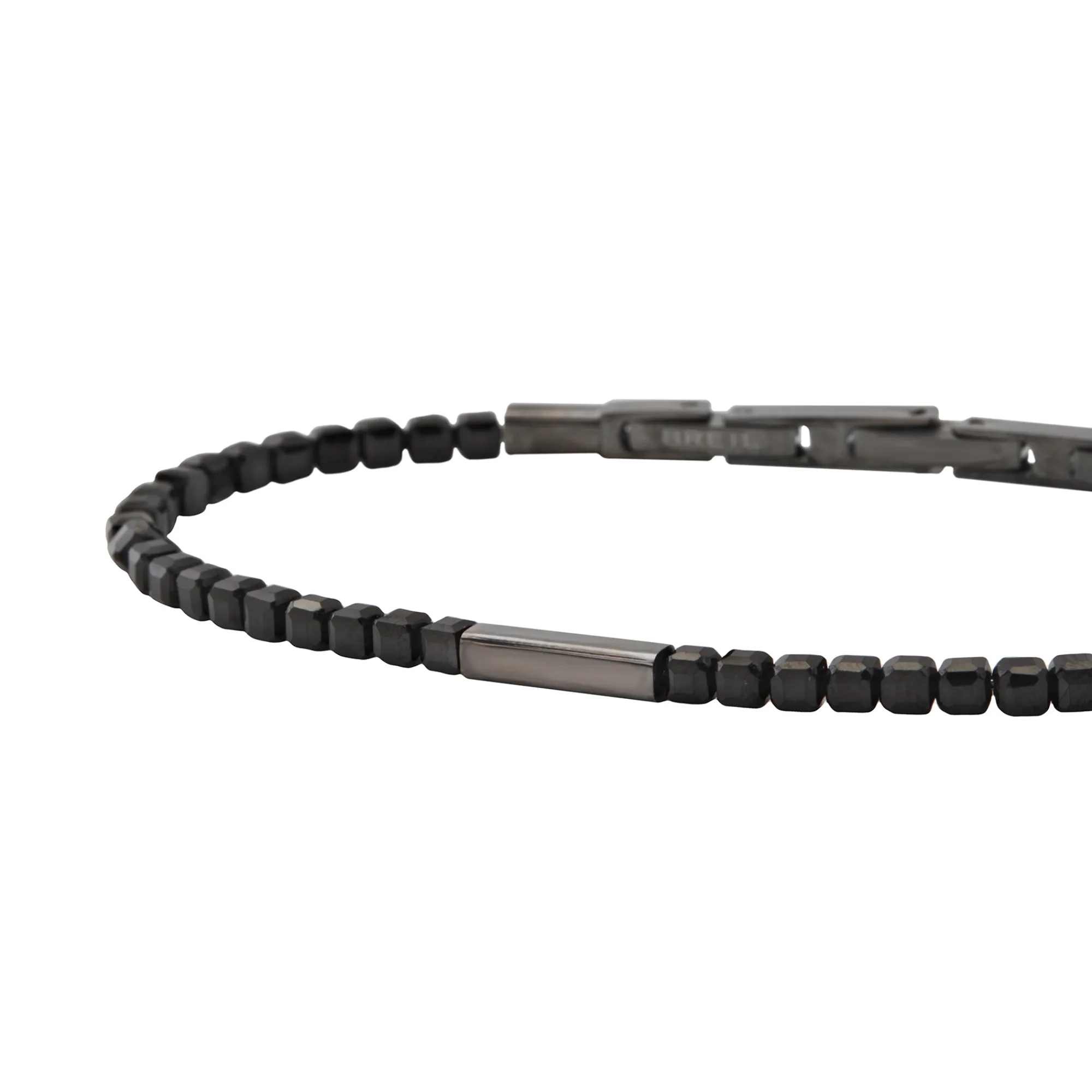 Uomo Breil Bracciali|Idee Regalo Per Lui-PRIAM-BRACCIALE IN ACCIAIO COLOR GUN E SPINELLO NERO