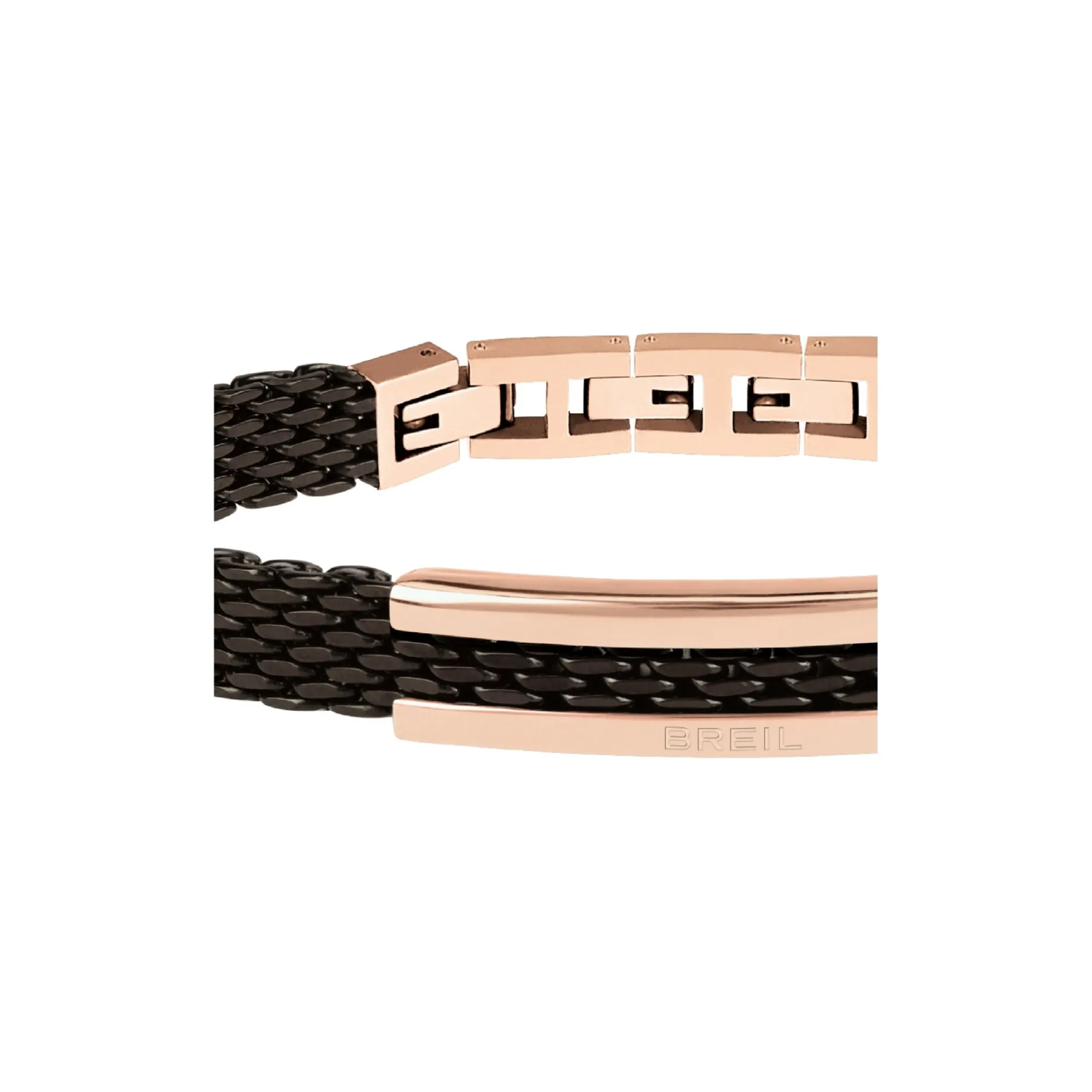 Uomo Breil Bracciali-SNAP-BRACCIALE IN MAGLIA MILANESE IN IP GUN CON ELEMENTO IN IP ROSE