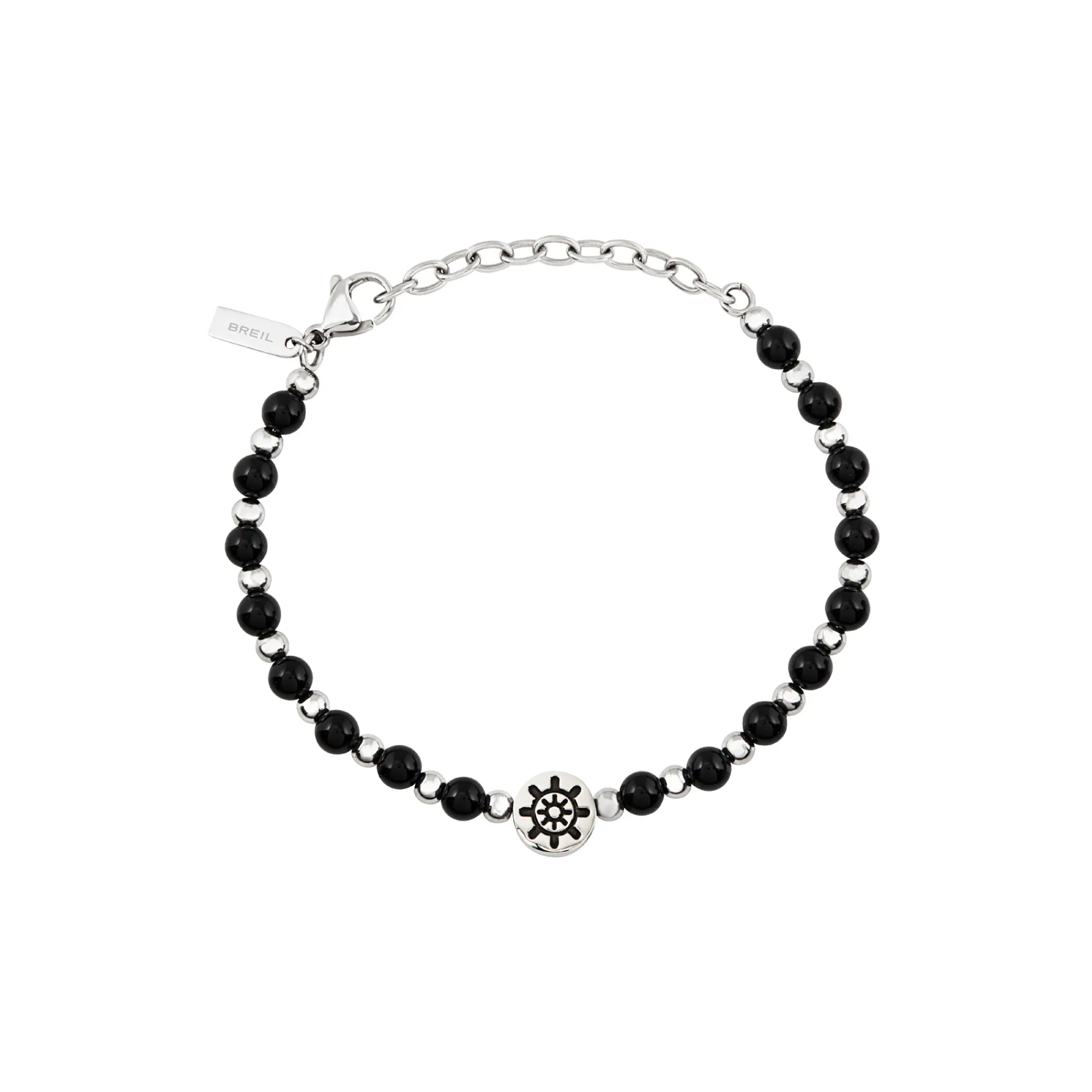 Uomo Breil Bracciali-SOUNDWAVE-BRACCIALE IN ACCIAIO E ONICE NERA