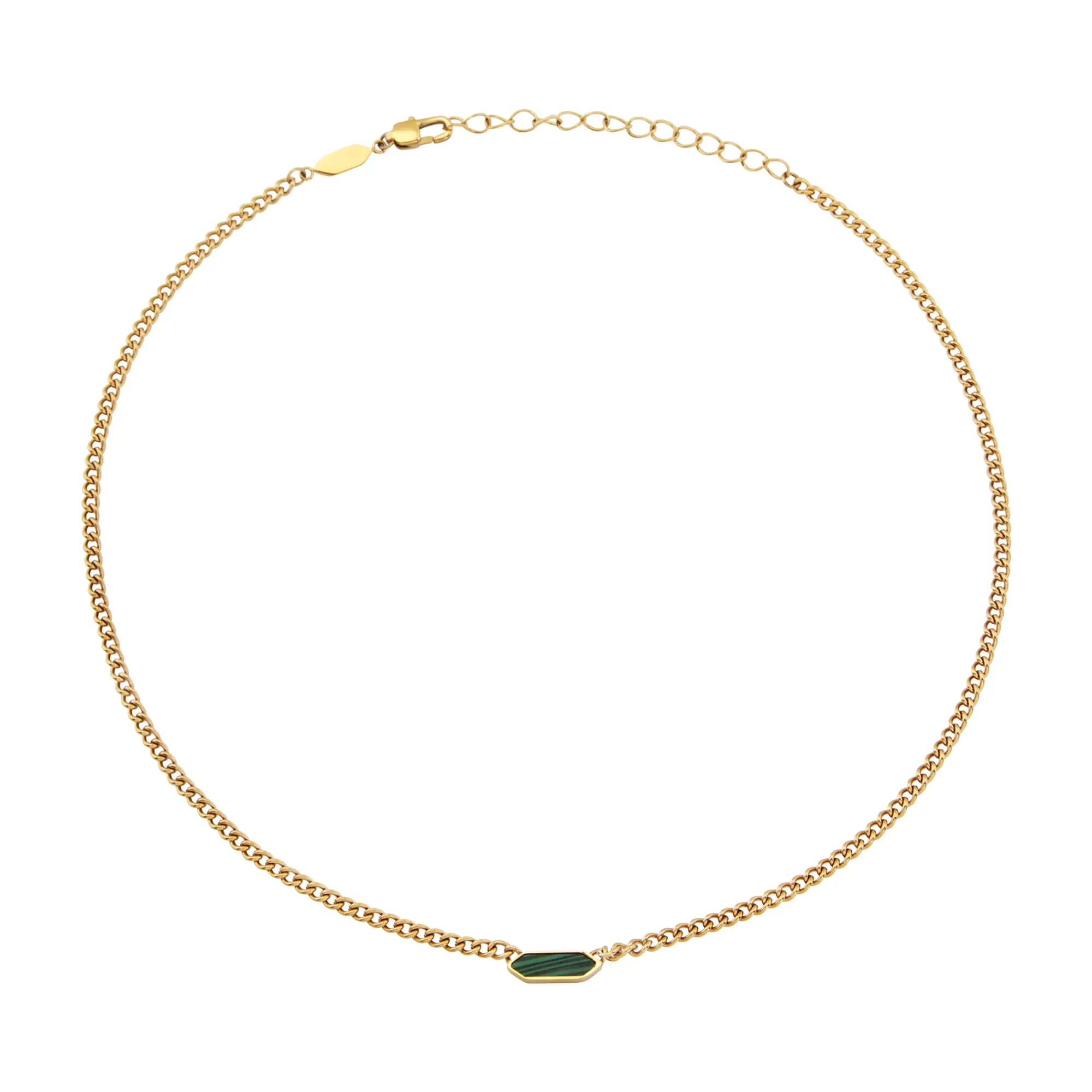Donna Breil Collane-STYLIZE-COLLANA IN ACCIAIO COLOR ORO E MALACHITE
