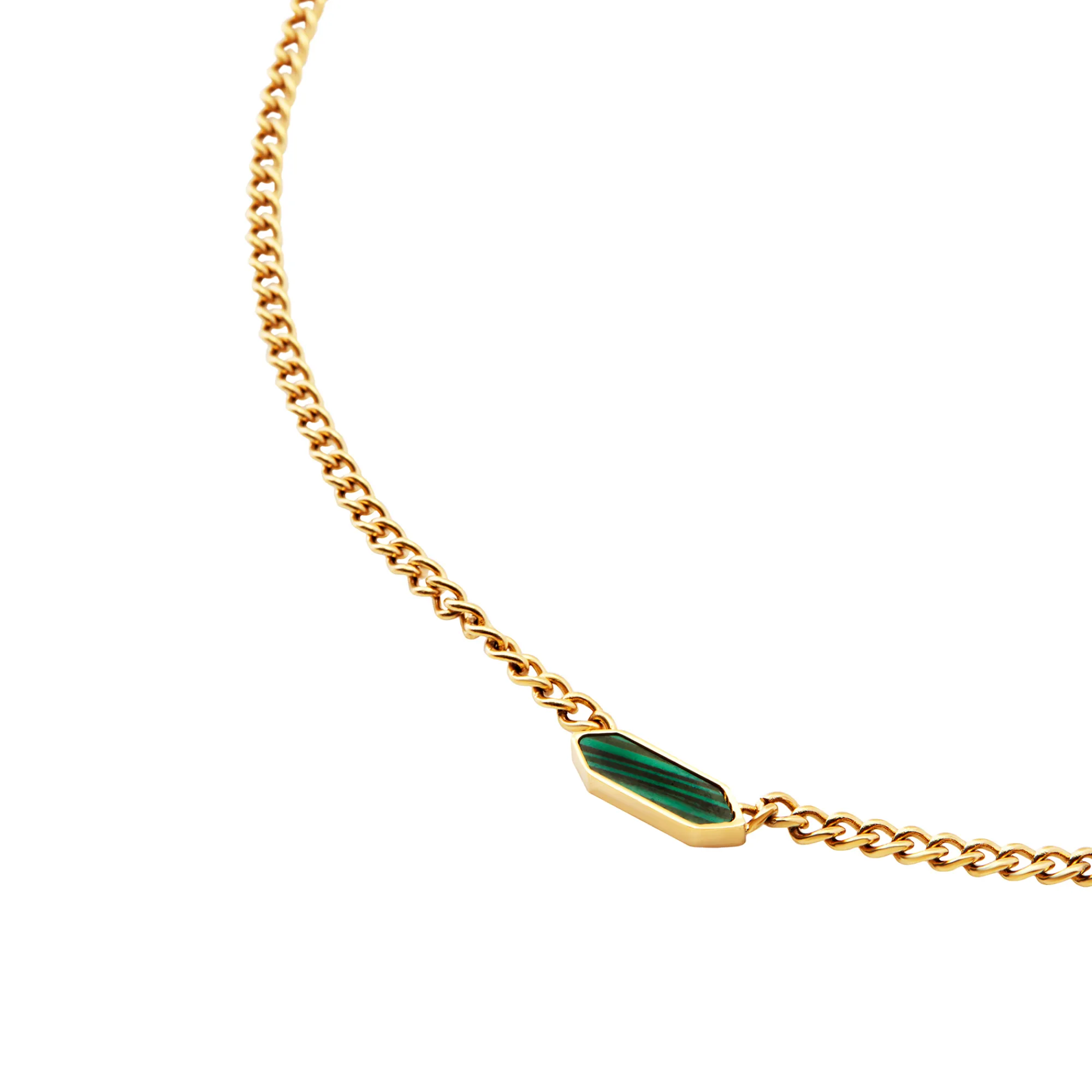 Donna Breil Collane-STYLIZE-COLLANA IN ACCIAIO COLOR ORO E MALACHITE