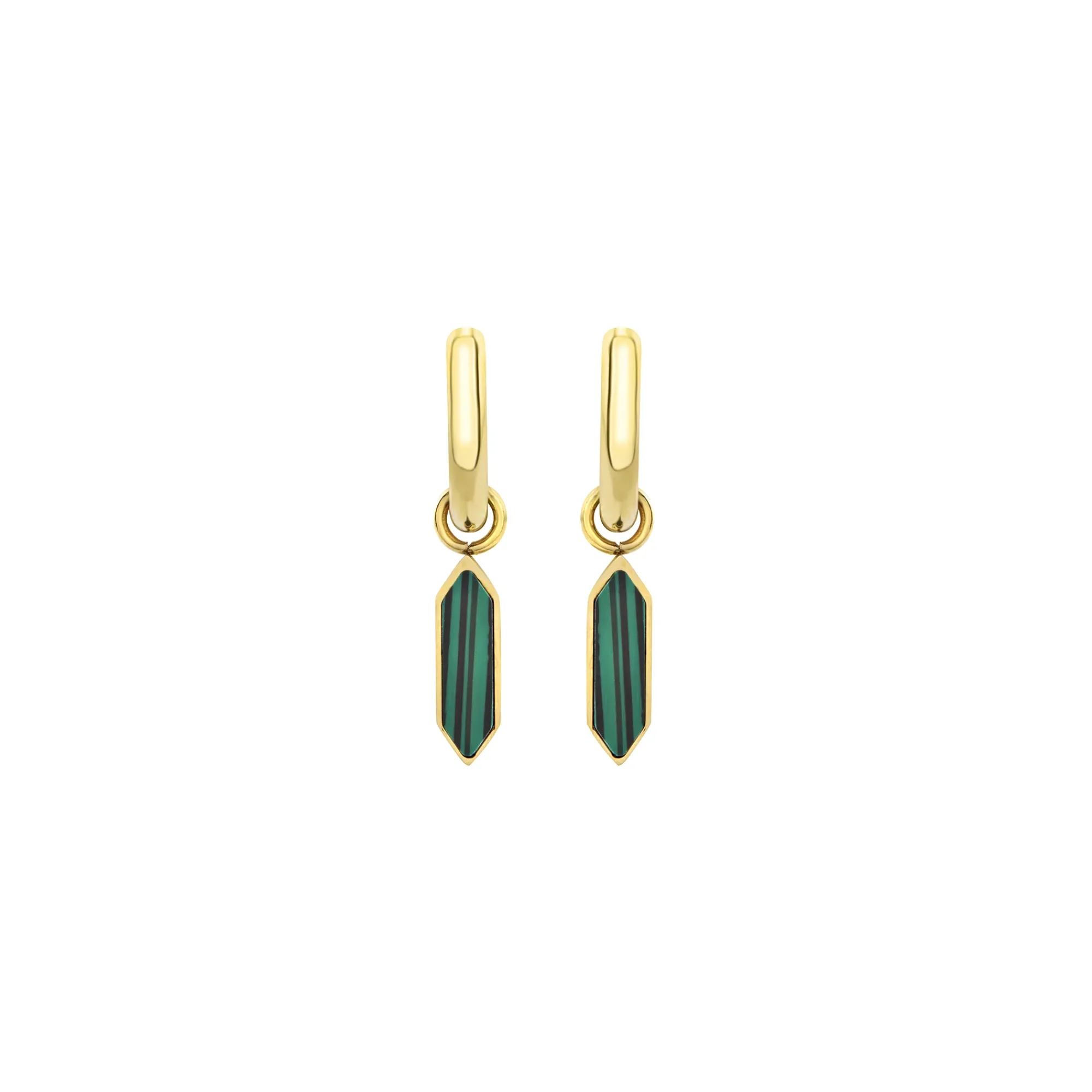 Donna Breil Orecchini-STYLIZE-ORECCHINI IN ACCIAIO COLOR ORO E MALACHITE