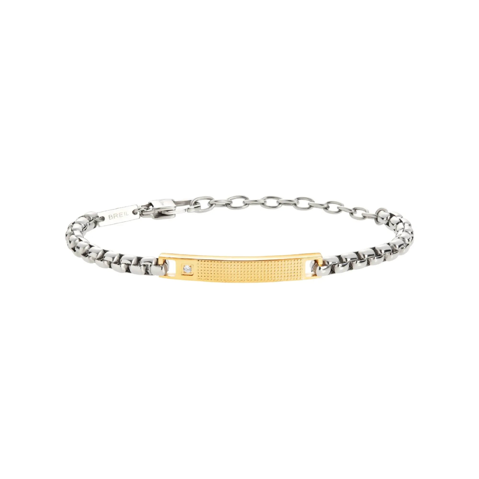 Uomo Breil Bracciali-TAG AND CROSS-BRACCIALE IN ACCIAIO BICOLOR E CUBIC ZIRCONIA