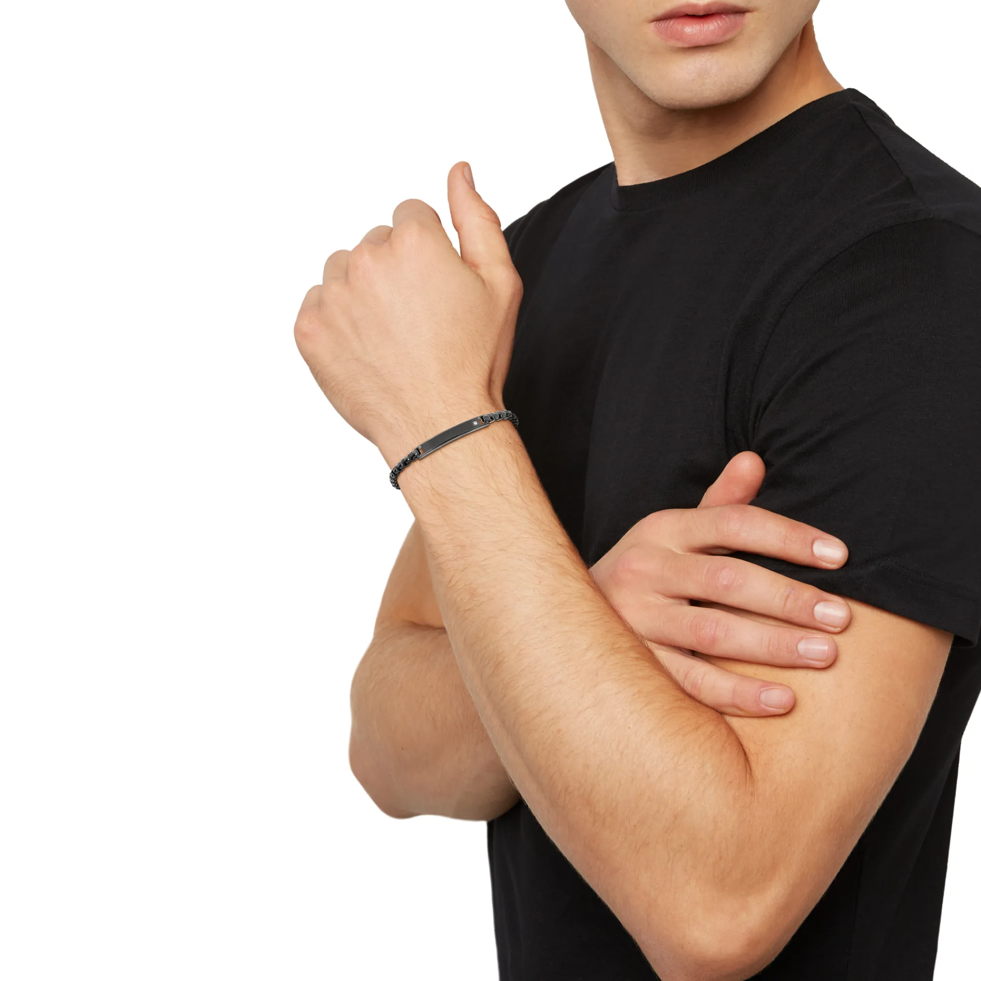 Uomo Breil Bracciali|Regali Personalizzabili-TAG AND CROSS-BRACCIALE IN ACCIAIO E CUBIC ZIRCONIA