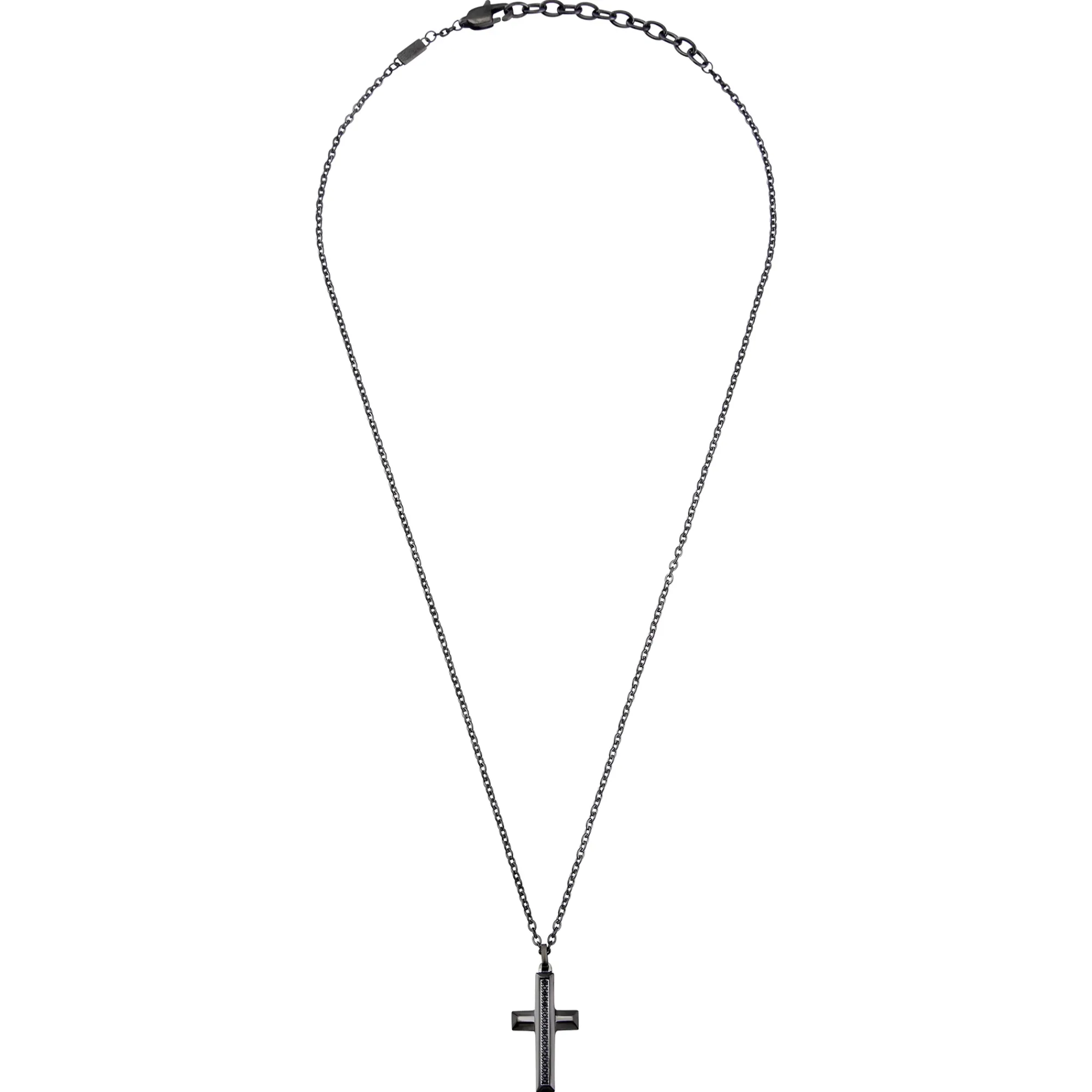 Uomo Breil Collane-TAG AND CROSS-COLLANA IN ACCIAIO COLOR GUN CON PENDENTE