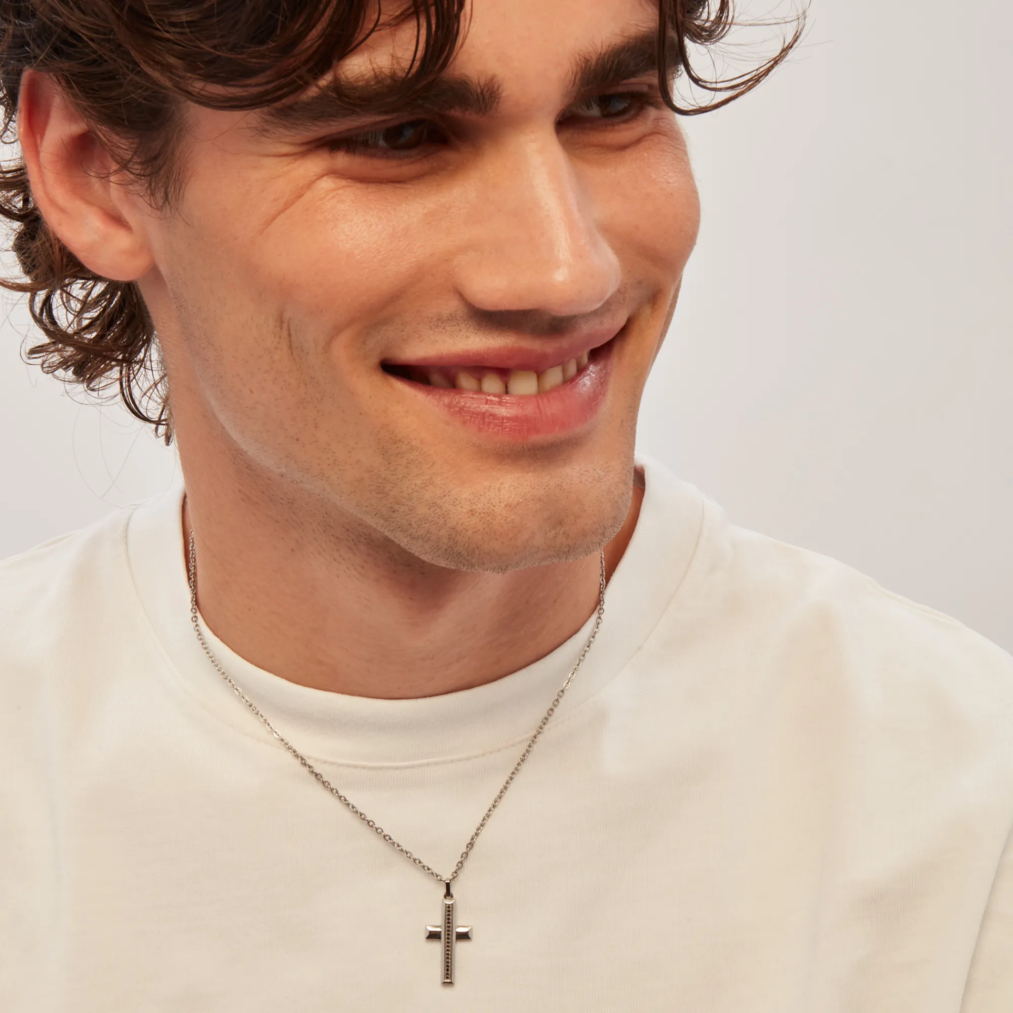 Uomo Breil Collane-TAG AND CROSS-COLLANA IN ACCIAIO CON PENDENTE