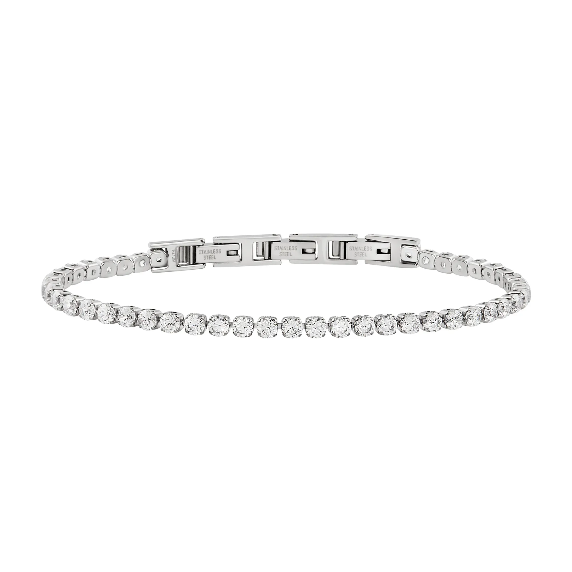 Donna Breil Bracciali-TENNIS-BRACCIALE TENNIS IN ACCIAIO E CUBIC ZIRCONIA