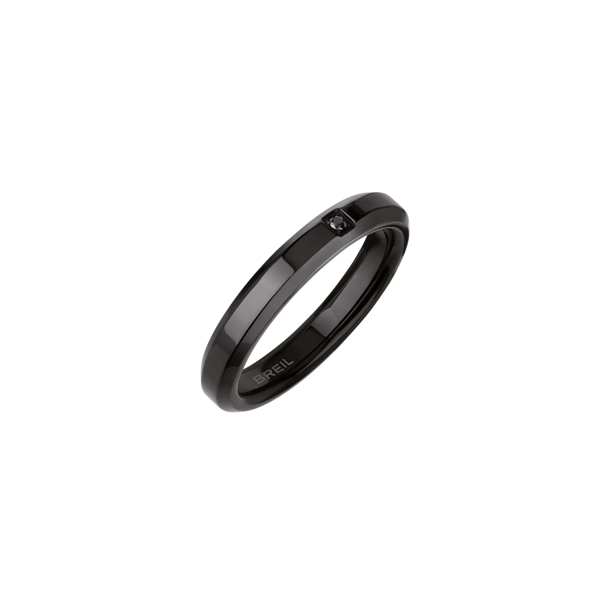 Uomo Breil Anelli-Y-ANELLO IN ACCAIO IP BLACK CON CUBIC ZIRCONIA